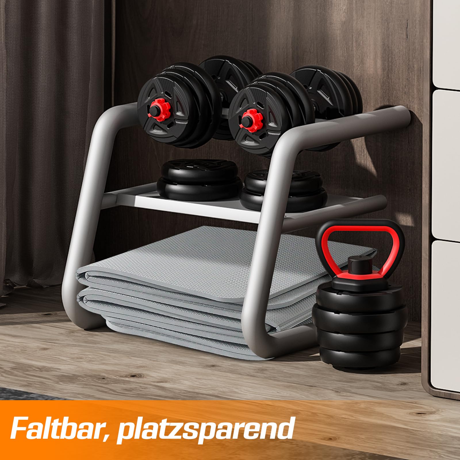Bodenschutzmatte Fitnessgerät, Faltbare Laufband Matte 150×61 cm, 8 mm TPE Trainingsmatte rutschfest, Geruchsneutral Stoßdämpfend Wasserfest Sport Matte für Laufbänd, Ellipsentrainer (150×61×0.8cm)