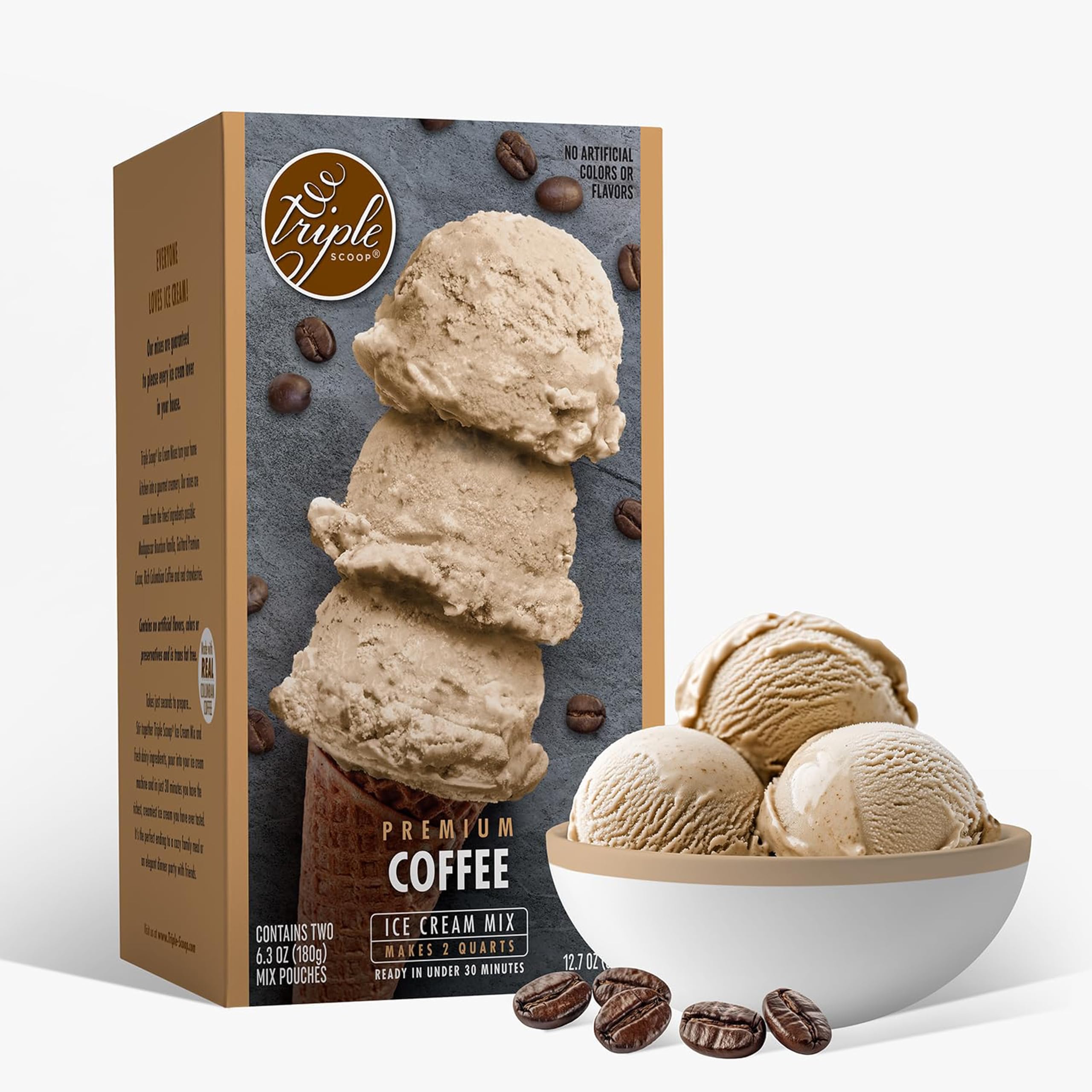Triple Scoop - Premium Coffee Ice Cream Mix For Ice Cream Maker Simple Easy Delicious From Gourmet Mix