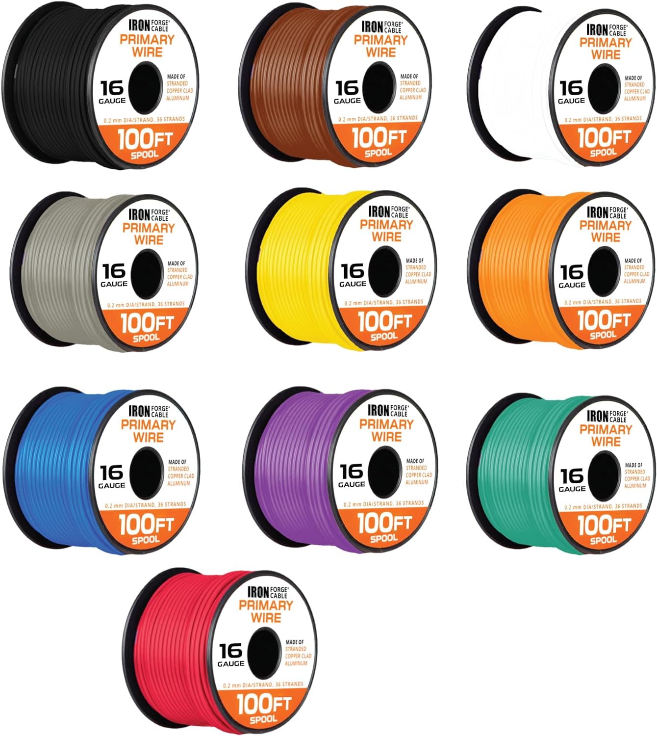 Iron Cable 16 Gauge Primary Automotive Wire Assortment 10 Roll