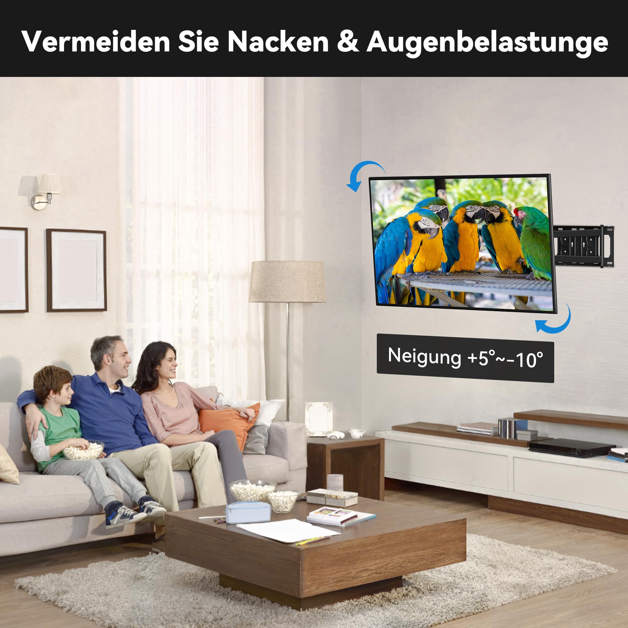 FORGING MOUNT TV Wandhalterung für 26-65 Zoll Flach & Curved Fernseher | TV Halterung mit Langem Gelenkarm 650mm, Schwenkbar Neigbar Ecke Wandhalterung Fernseher, bis zu 35kg, Max. VESA 400x400mm