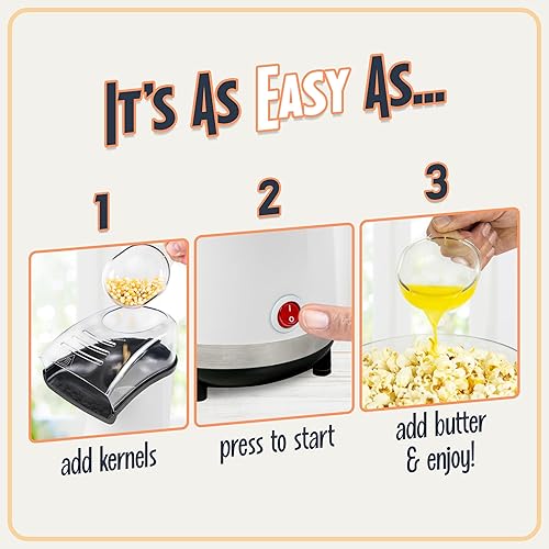 Miniatura 3 de Nostalgia Air Popper - Máquina para hacer palomitas de maíz, 16 tazas de maíz sin aceite, incluye taza medidora de 4 onzas, perfecta para noches de