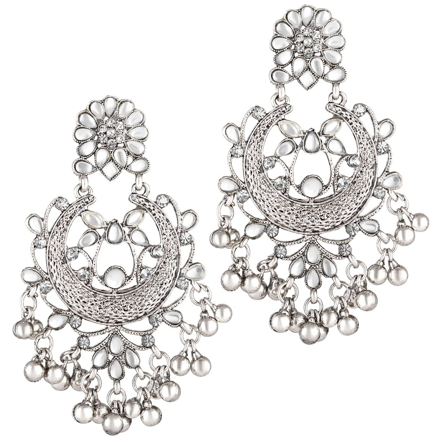 I Jewels Women 18K Gold Plated Traditional Handcrafted Meena Work Earring Glided With Kundan & Pearls (E2794) (Silver) (B09GRYTPW7) Amazon Price History, Amazon Price Tracker