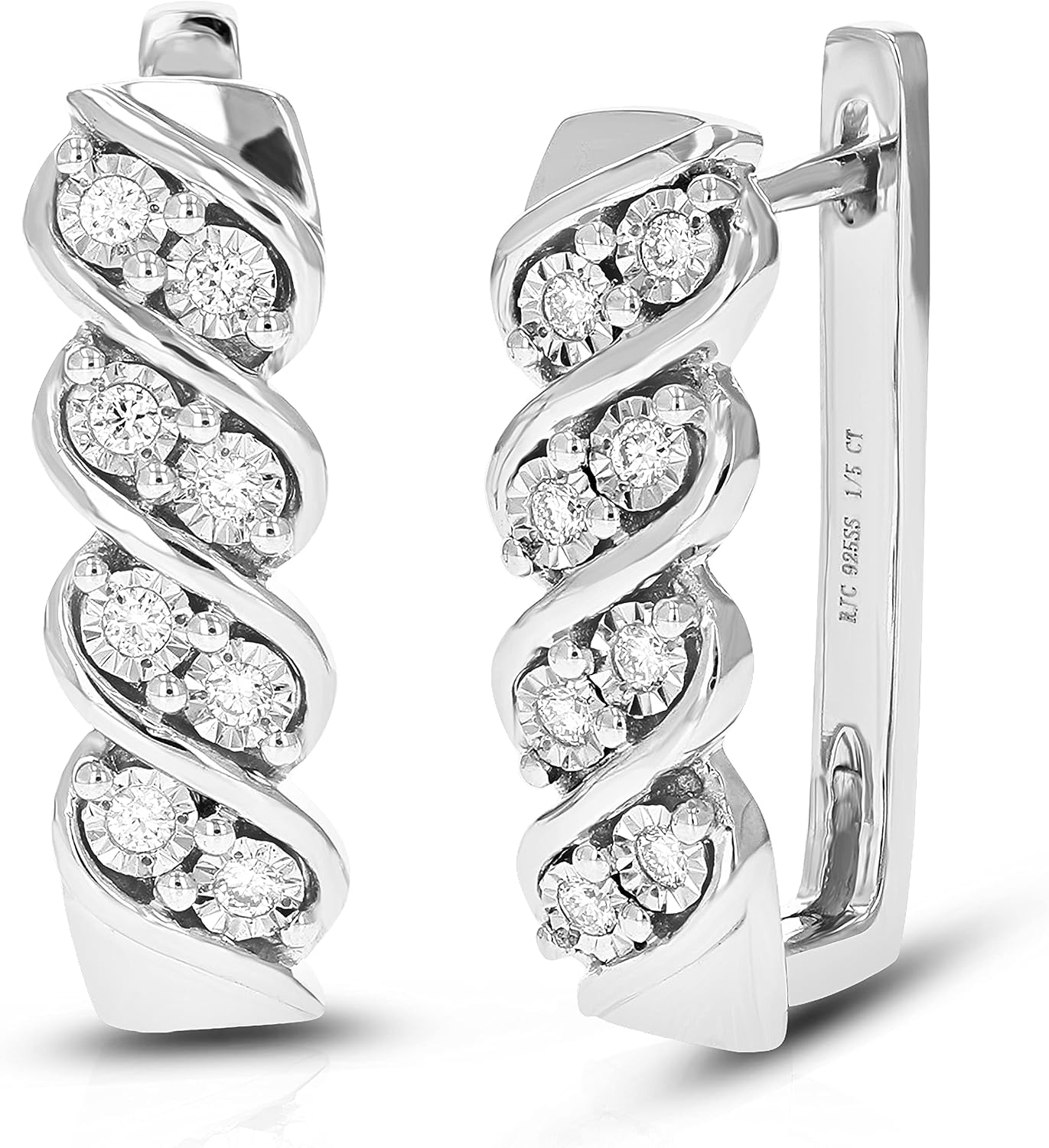 Vir Jewels 1/5 cttw Lab Grown Diamond Hoops Earrings in Sterling Silver With Latch Backs
