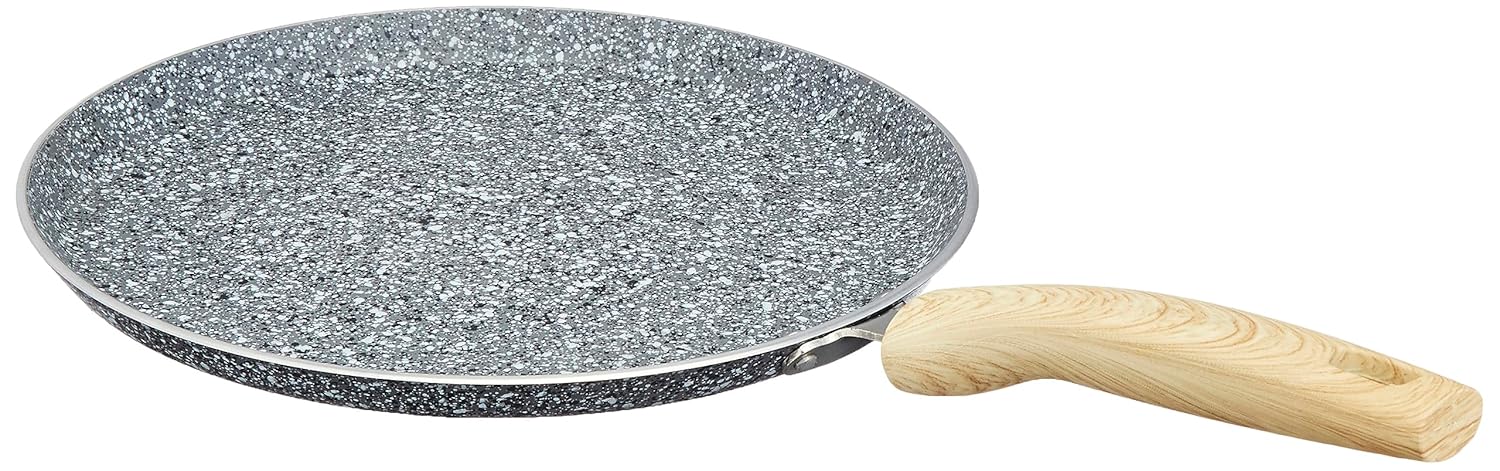 amazon basics Aluminium Non-Stick Dosa Tawa | Granite Finish | Induction Base | Dia:28 cm | Grey