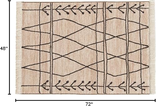 Miniatura 2 de nuLOOM Chenoa - Alfombra tribal a rayas con borlas, 4 x 6, color gris