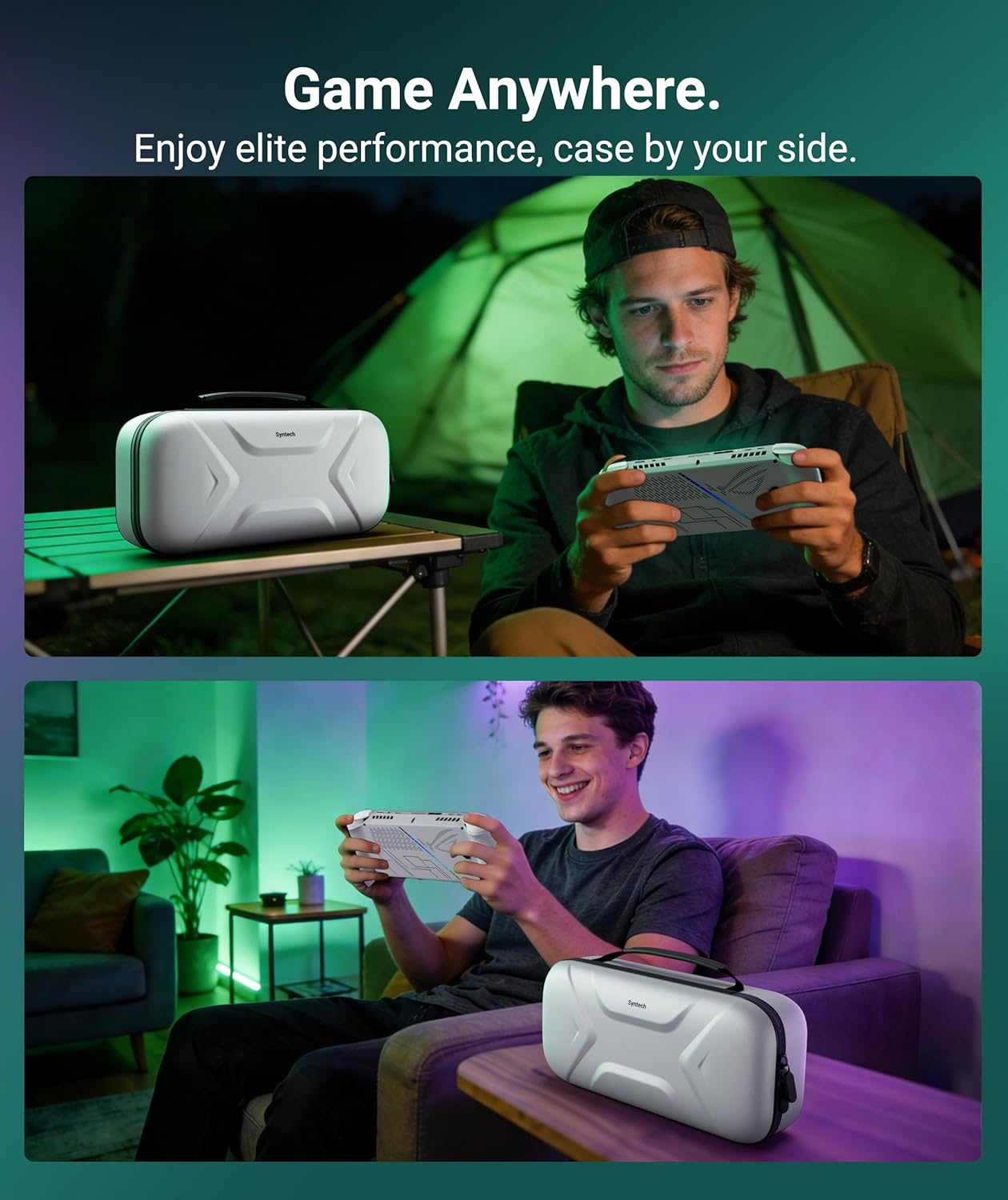 Syntech Carrying Case Compatible with ASUS ROG Xbox Ally/Xbox Ally X 2025 Console and Accessories, Protective Hard Shell Case with Built-in Foldable Stand Large Storage, Portable Travel Bag, White