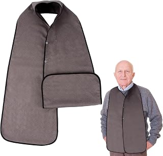 Adult Bib Scarf Washable and Reusable Dining Clothing Protector Adult Bib for Elderly (Light Brown)