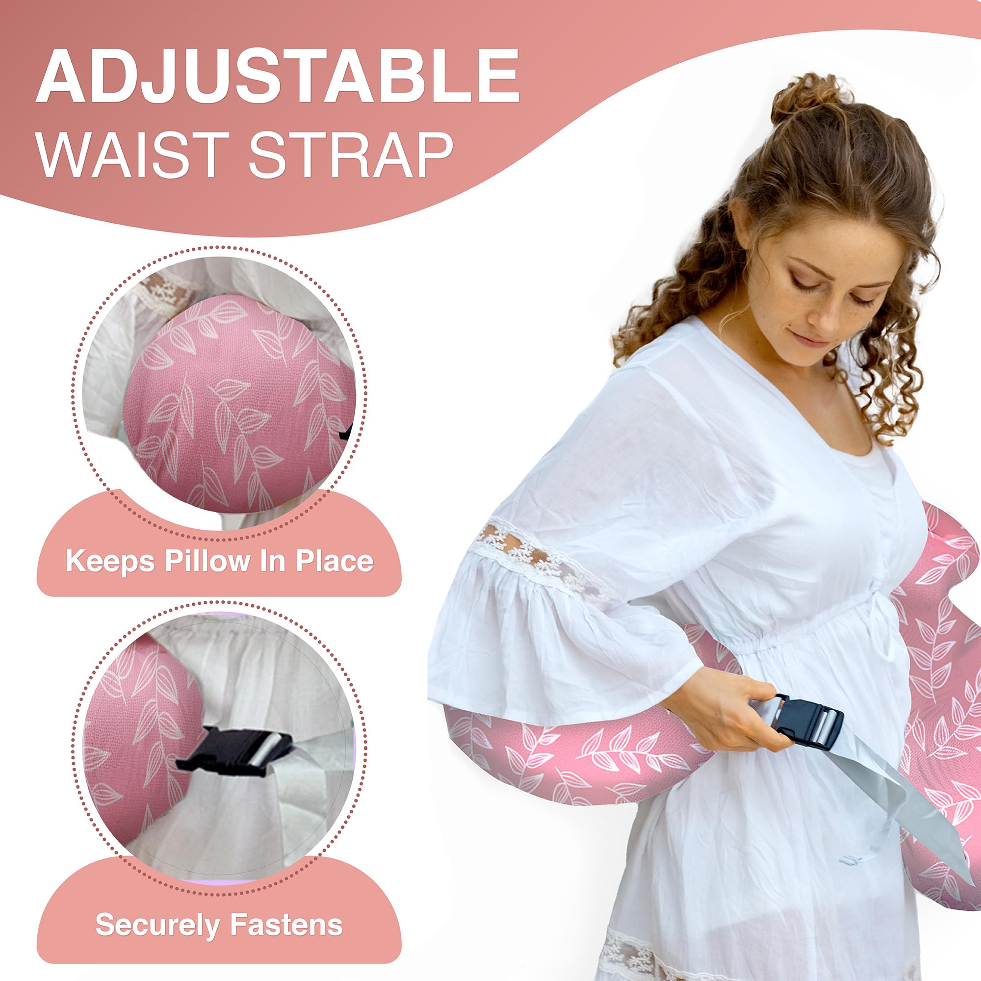 PILLANI Almohada de lactancia para lactancia, almohada original de lactancia para mamá y bebé, funda de algodón extraíble, con correa de cintura ajustable, artículos esenciales para recién nacidos,