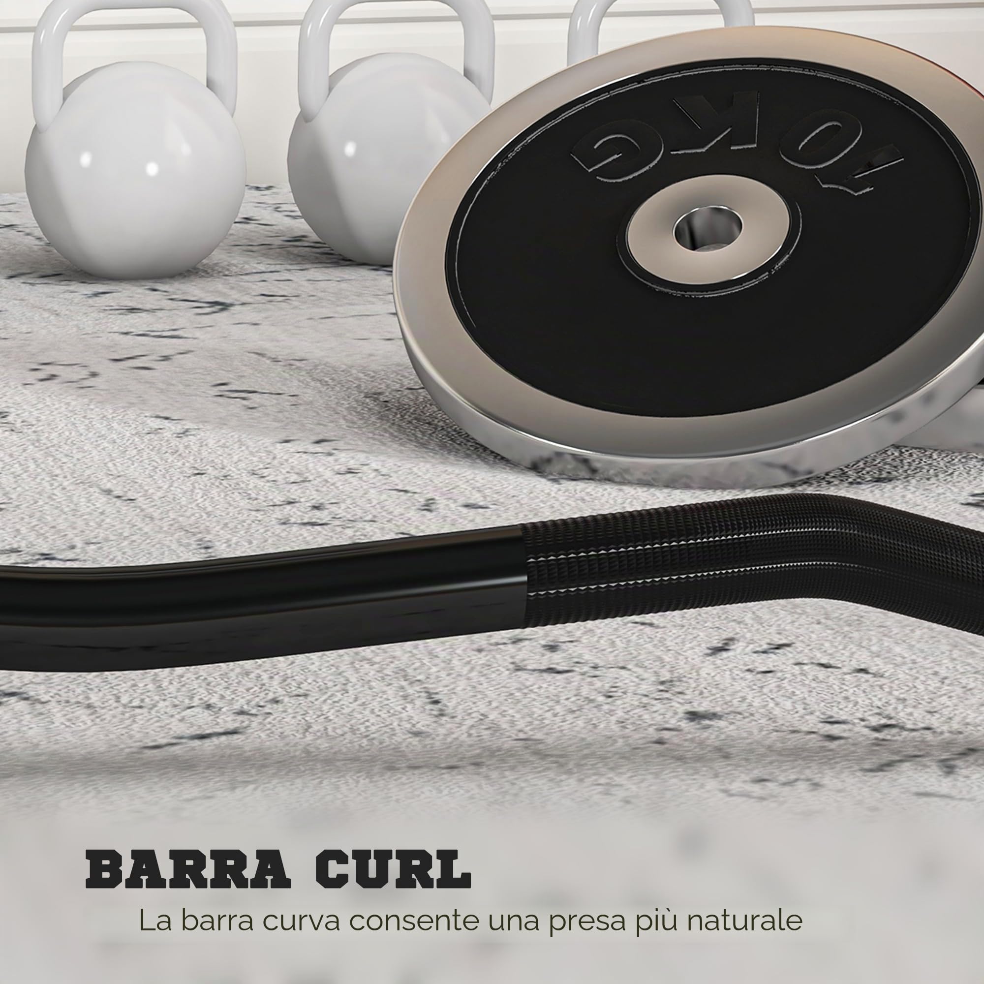 SPORTNOW Barra pesi in acciaio 120 cm 8 kg Barra EZ Curl Nero/Argento | Ø50 mm, 2 anelli, capacità 100 kg, barra olimpionica, per dischi da 5 cm, allenamento a casa, barra Z.