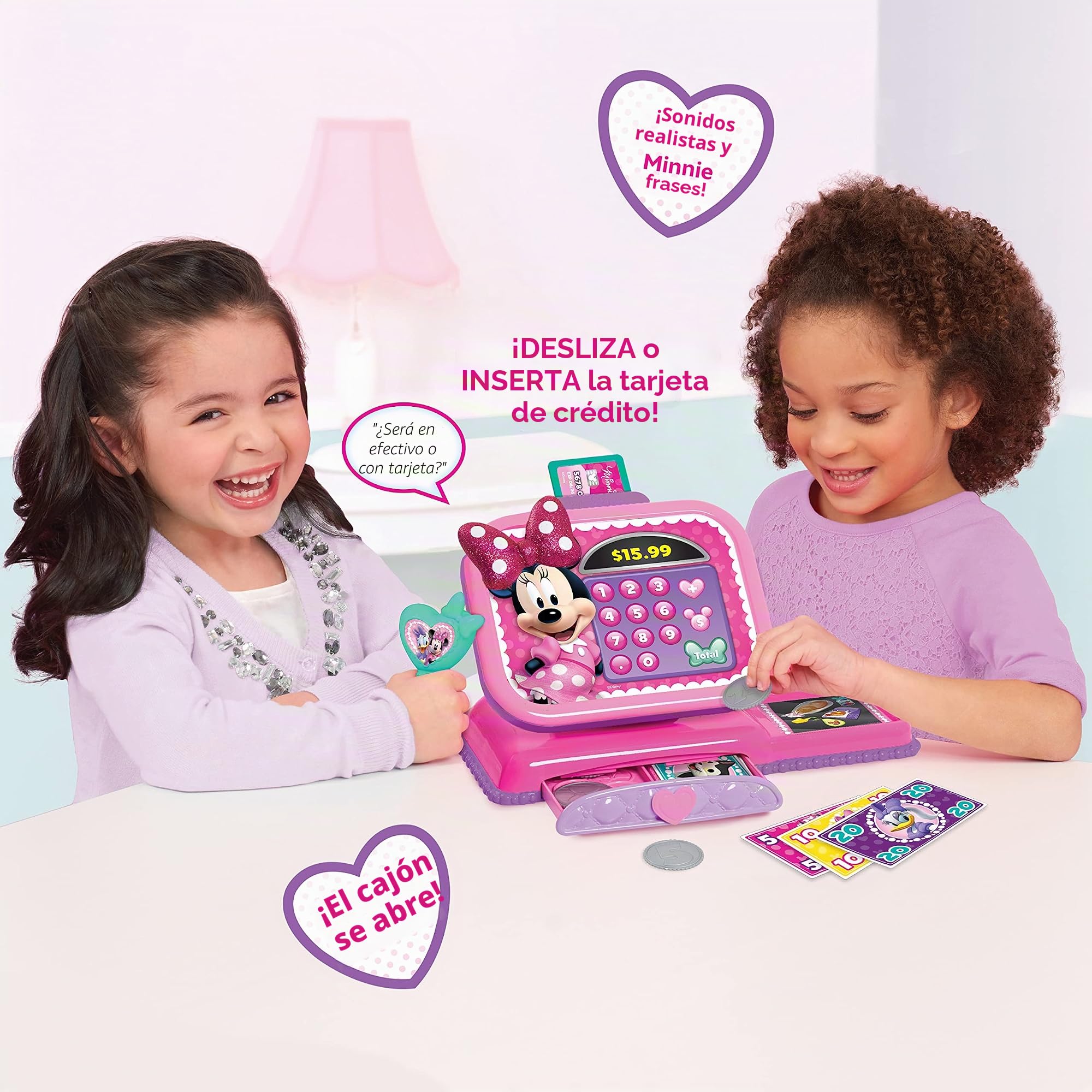 Disney Junior Minnie Mouse Bowtique - Caja registradora con Sonidos, Disfraces y Juegos de simulación