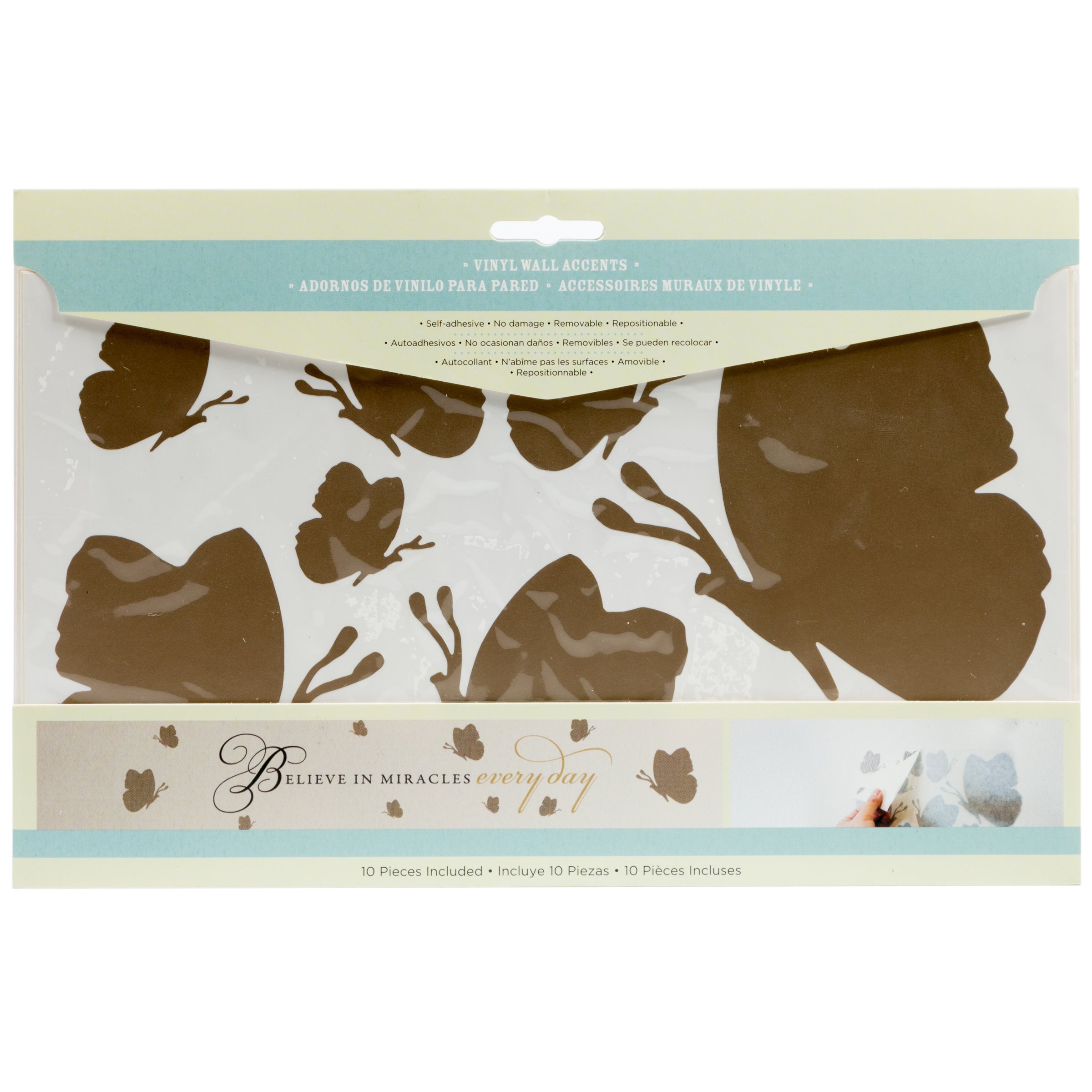 Die Cuts With A View Home Craft Decals Half Butterflies, Brown, 10-inches by 6-inches Flat