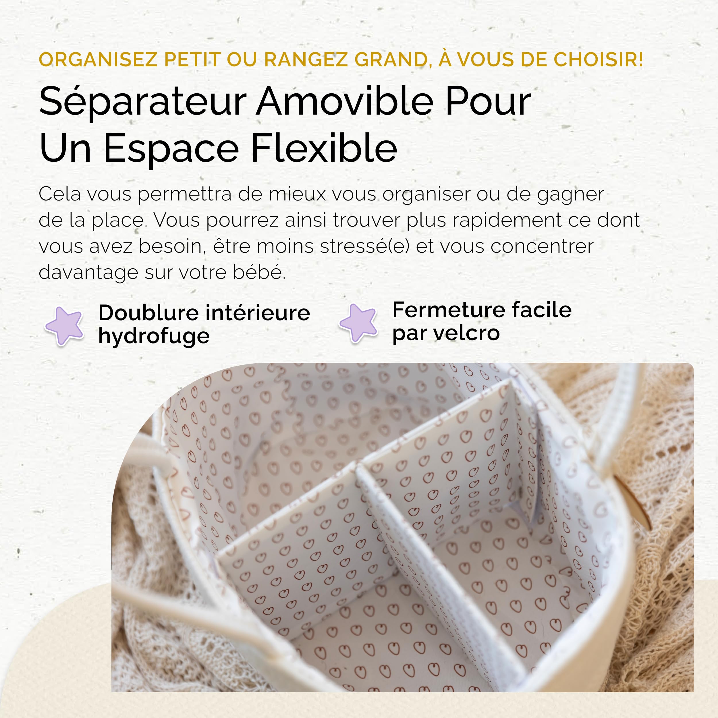 Yunioo Organisateur de panier à couches pour Bébé│Organisateur de table à langer pour chambre d'enfant│Sac à langer│Panier de rangement pour couches│Organisateur de jouets│Panier à langer