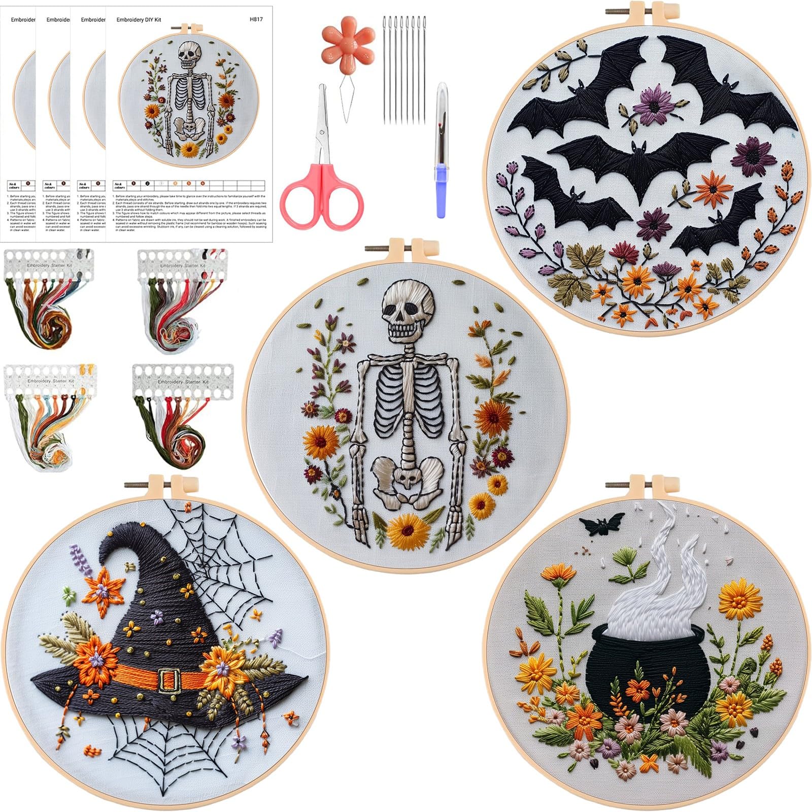 Amazon.com: 【Beginner Friendly Embroidery】 4 Set Halloween