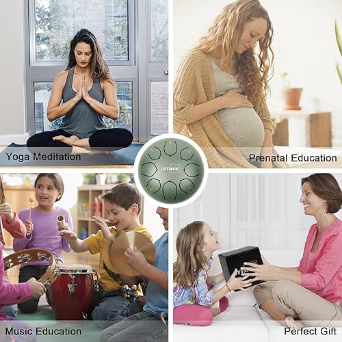 Miniatura 4 de JYTMUS Tambor de lengua de acero, 8 notas de 6 pulgadas, instrumentos de percusión C mayores, kit de batería de acero con libro de música, bolsa de