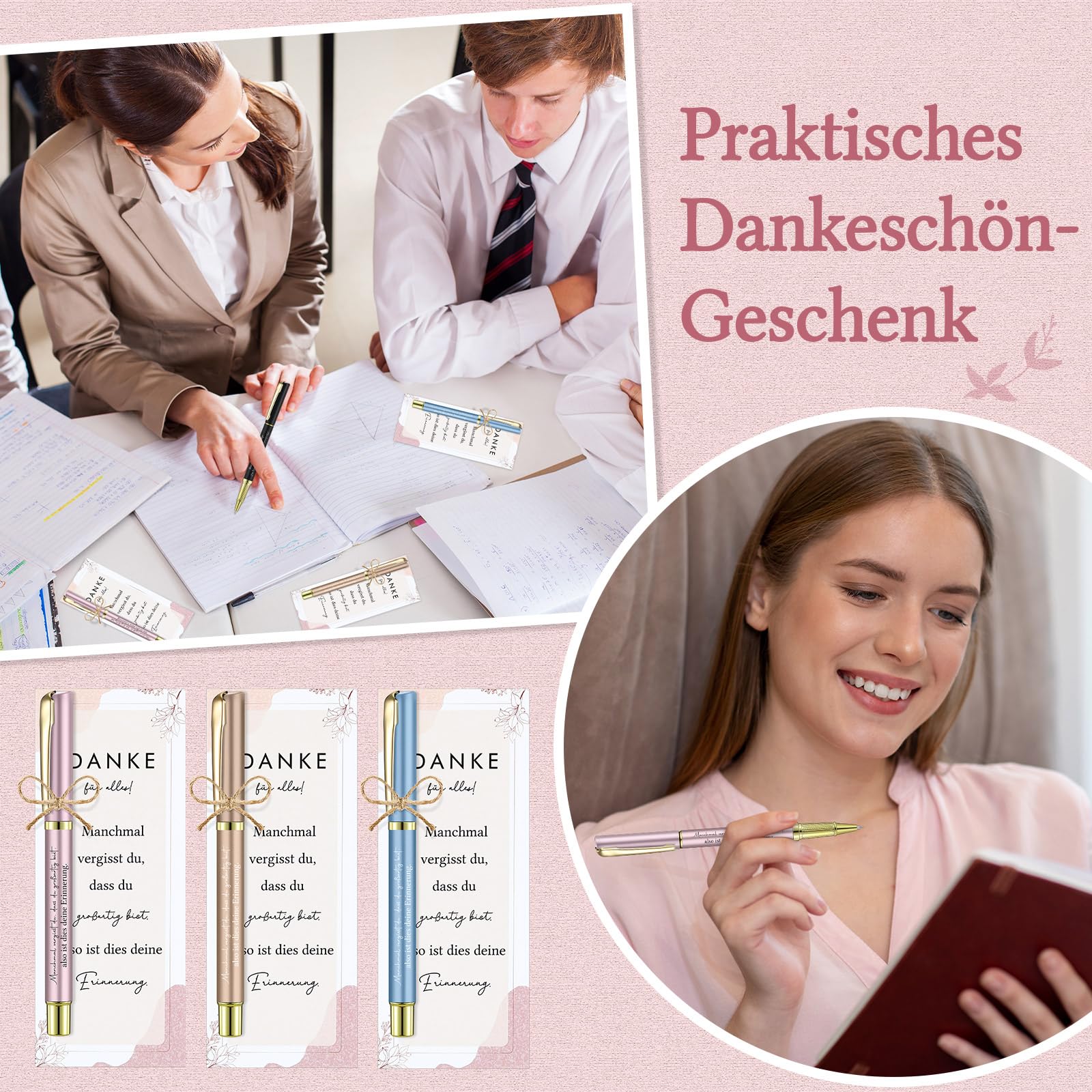 Nezyo 18 Sets Geschenke zur Wertschätzung Der Mitarbeiter Dankeschön Geschenke für Kollegen Motivierender Kugelschreiber mit Lesezeichenkarte Motivierende Geschenk zu Geben Team Kollege(Danke)