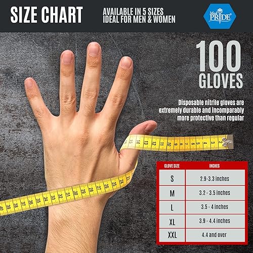 Miniatura 5 de MED PRIDE Maxx Strength - Nitrilo industrial negro, 8 mil de grosor, textura de diamante, desechable, resistente, resistente al desgarro
