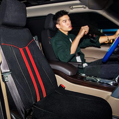 Miniatura 5 de CAR-GRAND - Juego completo de fundas para los asientos del auto de tela, moderno y elegante, 100% transpirable, se adapta al 90% de los vehículos