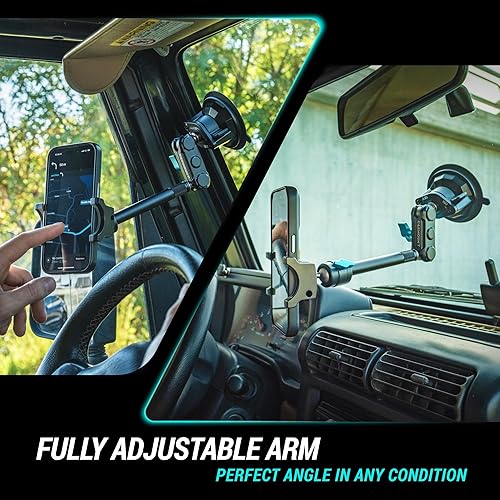 Miniatura 8 de CARMOUNT TitanX100 Long - Soporte de teléfono para camión - Soporte de teléfono de metal resistente, soporte de teléfono con ventosa para automóvil,