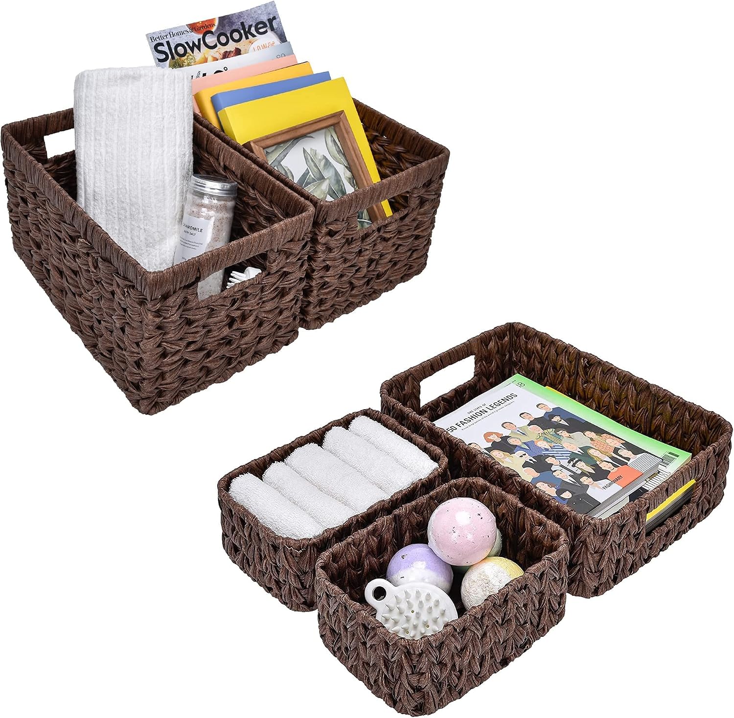 GRANNY SAYS Bundle of 2-Pack Wicker Baskets & 3-Pack Wicker Storage Baskets
