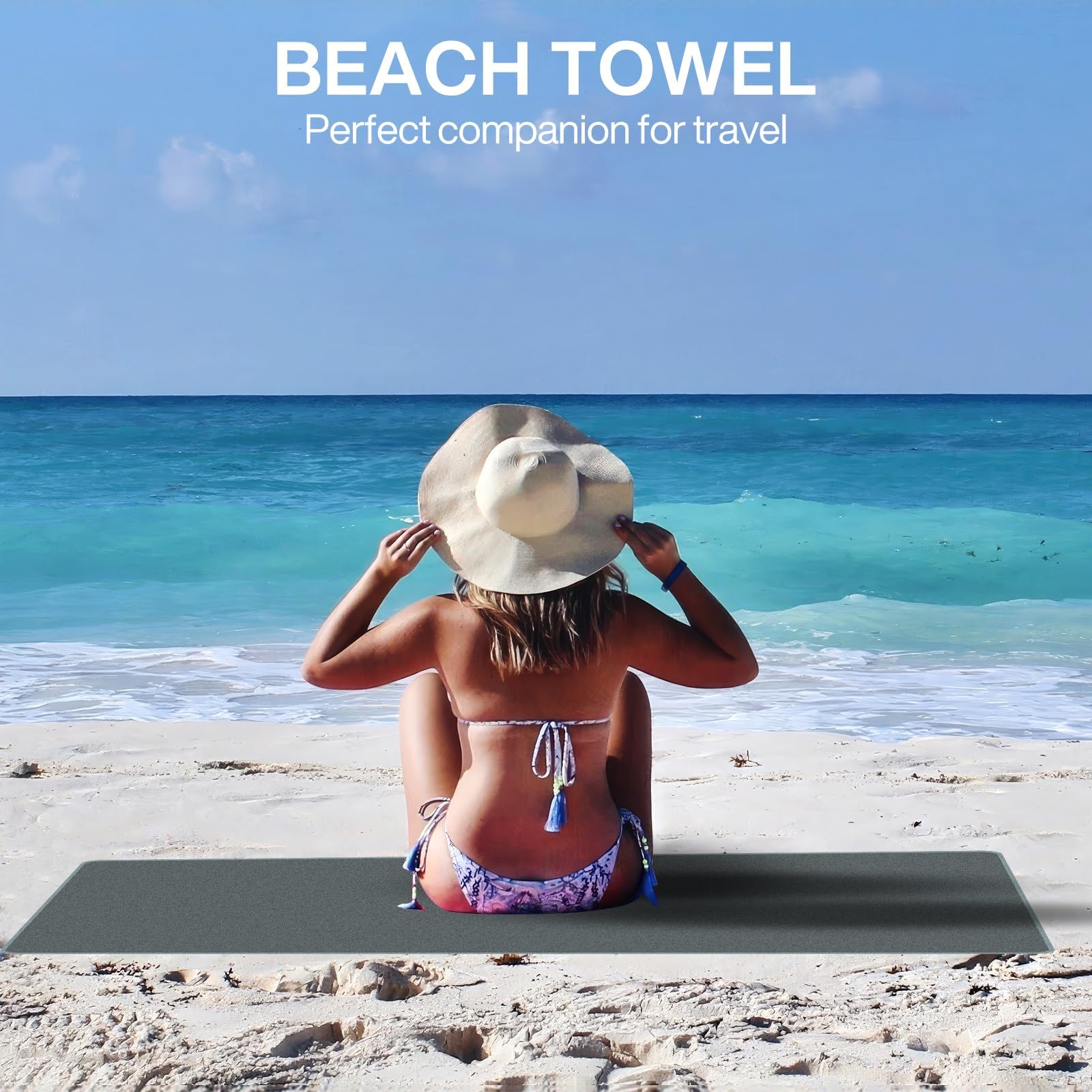 Asciugamano Microfibra, Asciugamano in Microfibra 3 Set | 180x80cm&100x50cm&70x40cm,Telo Mare Microfibra,Asciugamani in Microfibra ad Asciugatura Rapida per Viaggi Spiaggia Yoga Sauna(Grigio)