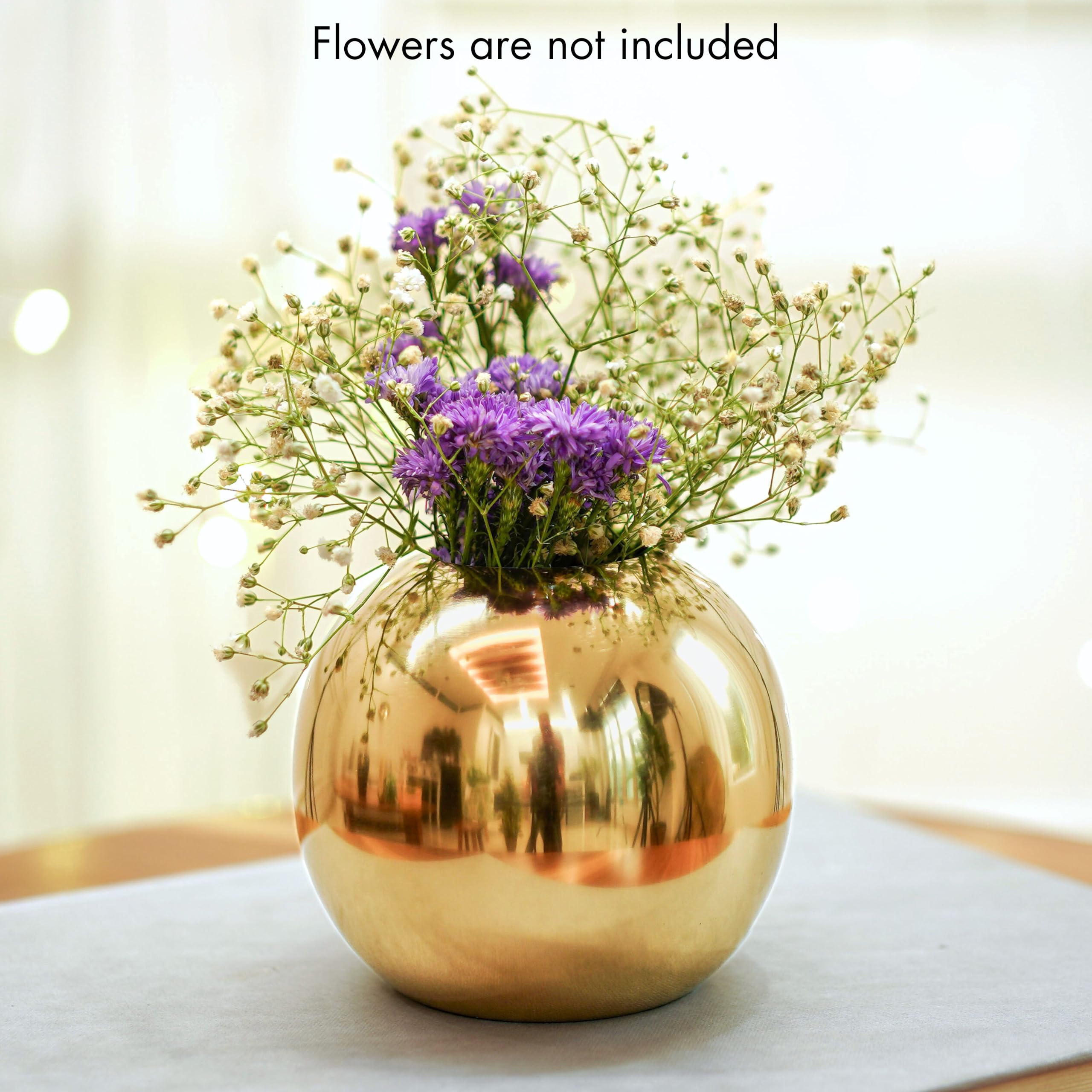 Gold Ball Vases - Set of 2 for Home Decor -8 Gold Ball Vases - Set of 2 for Home Decor -8