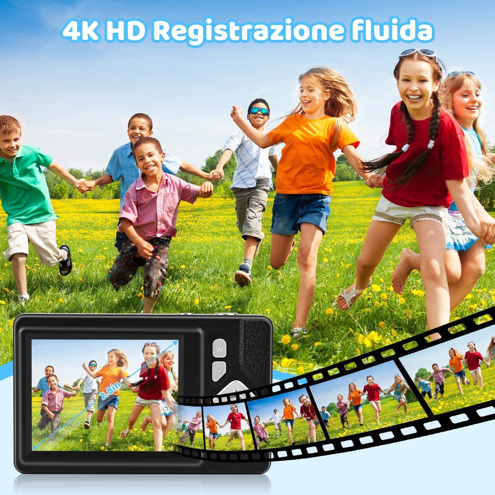 Fotocamera Digitale 4K 48MP - GuKKK Con Zoom 18X, Schermo 2.8", SD 32GB, Per Principianti E Bambini
