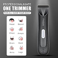 Vista 7 de Recortador para Hombre - IPX7 Impermeable Recortador de Bolas/Cuerpo con Luz LED y Hoja de Cerámica, 120Min de Afeitado para Pubis/Ingle/Pecho