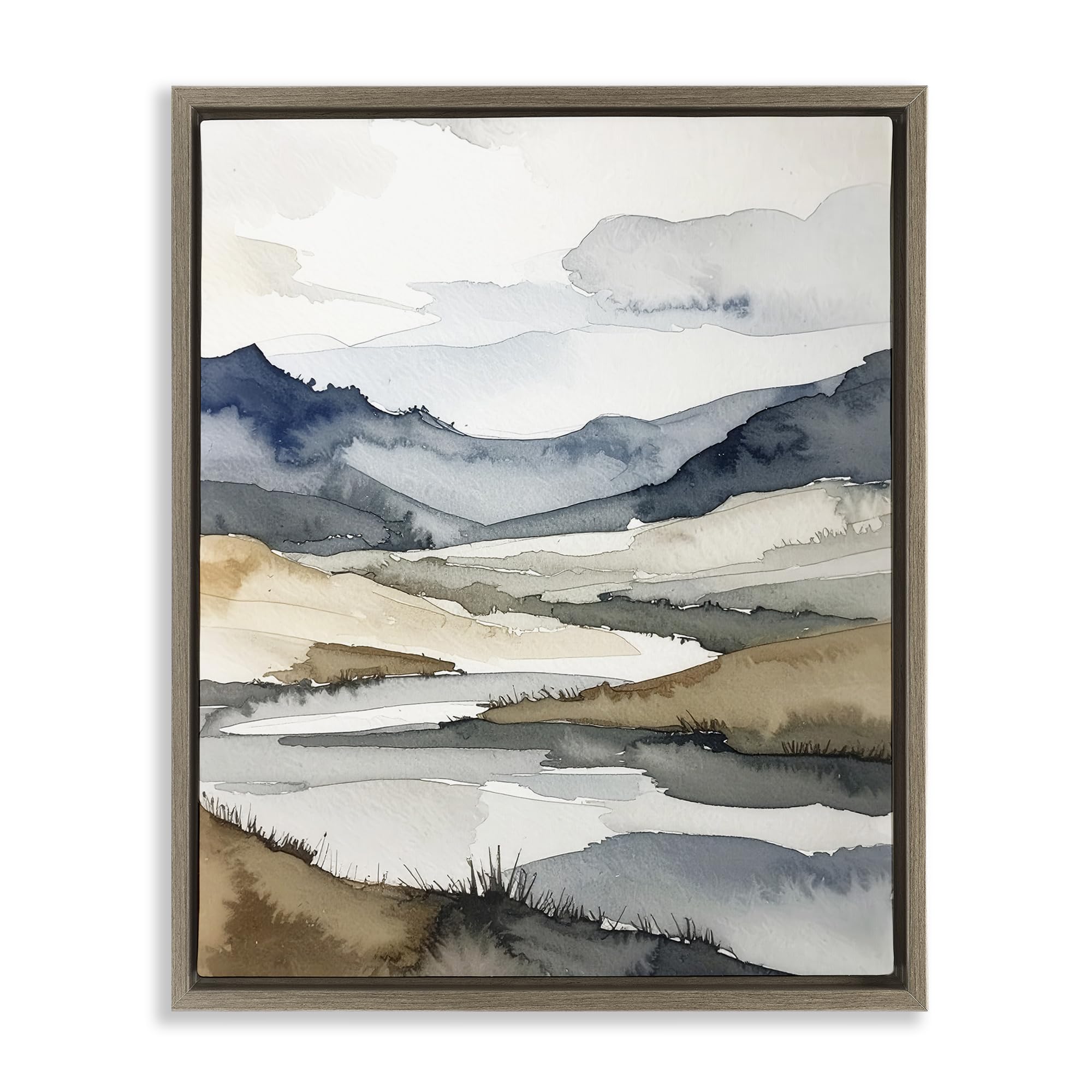 Stupell Industries 'Flow Of Water River', Floating Frame Canvas Art, Brown, 25 x 31 Inches, Easy to Hang and Sturdy, Made in USA, by Alonza Saunders