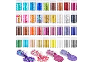 Audab 36Pcs Holographic Holographic Coarse Glitter Resin