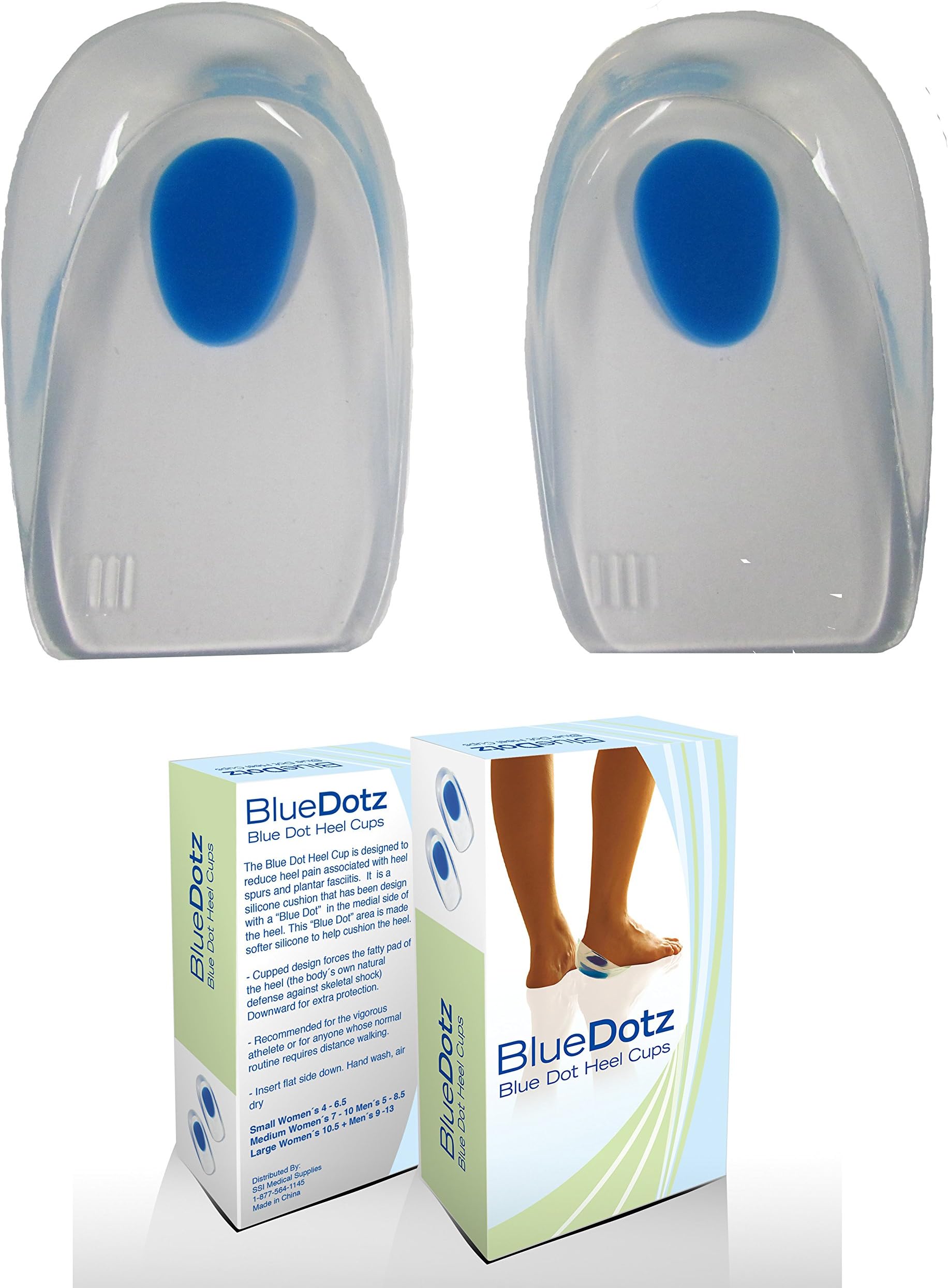 Heel Pain/Heel Spur Pain Relief Heel Cups (Includes a FREE FOOT ROLLER MASSAGER) (Large Women's 10.5+ Men's 9-13)