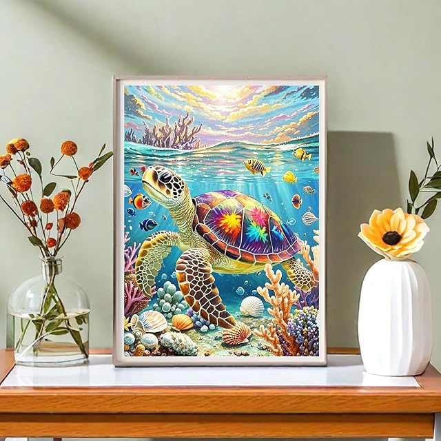 Foto 2 de 7 de Formeyart Pintar por números para adultos, pintura por números para adultos, para manualidades, tortuga marina