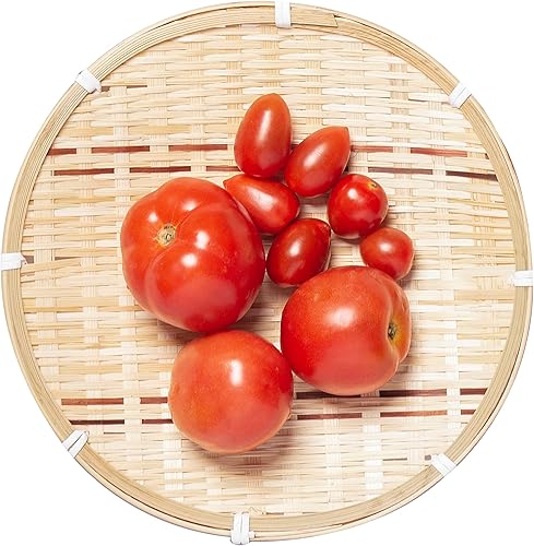 Miniatura 5 de Juego de 5 bandejas redondas de bambú tejidas a mano para comer, bandejas decorativas de mimbre plano para alimentos, frutas y aperitivos, bandejas