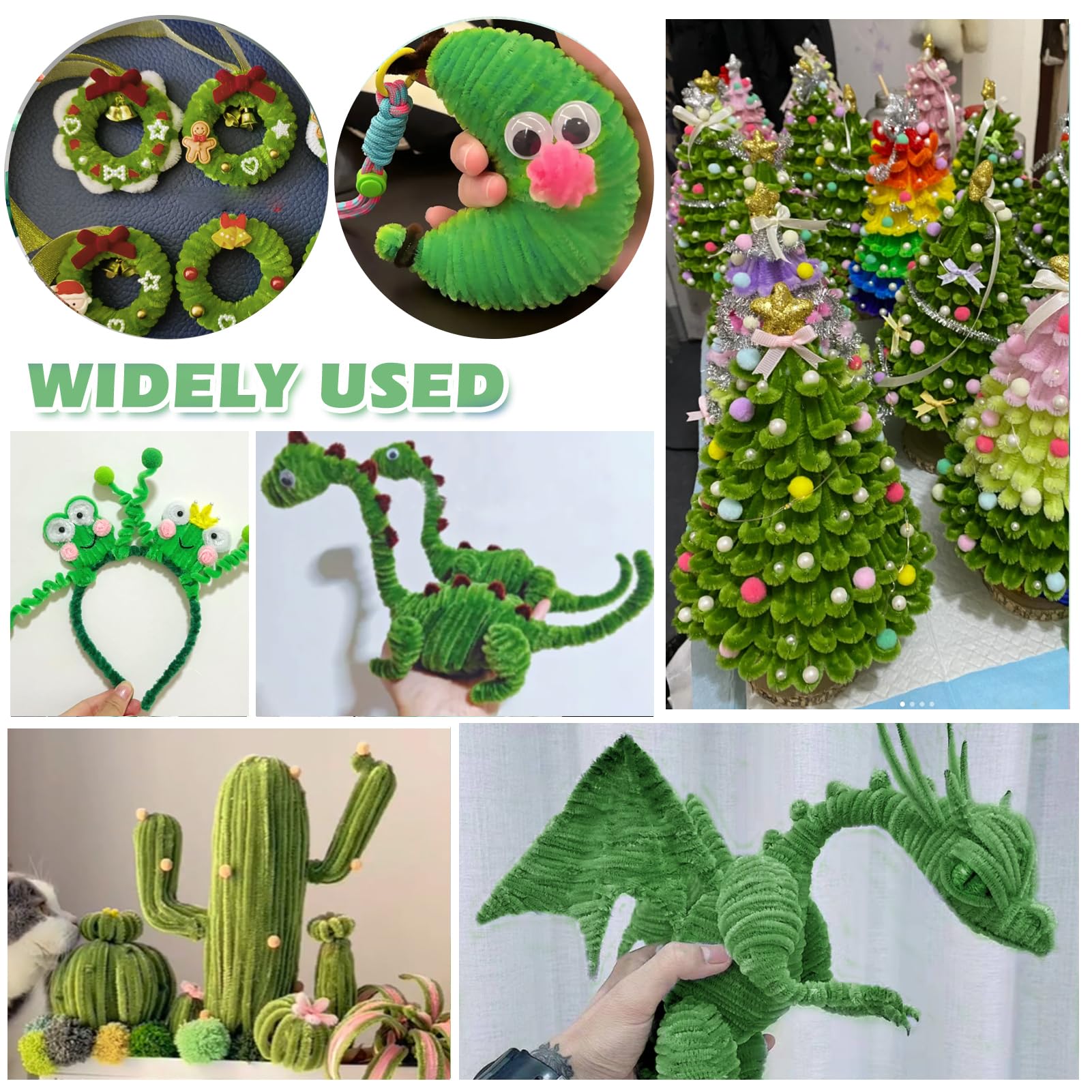 Scovolini Ciniglia TOAOB | 400 Pezzi Verdi | 6mm X 30 Cm | Per Lavoretti E Pulizia - Foto 10