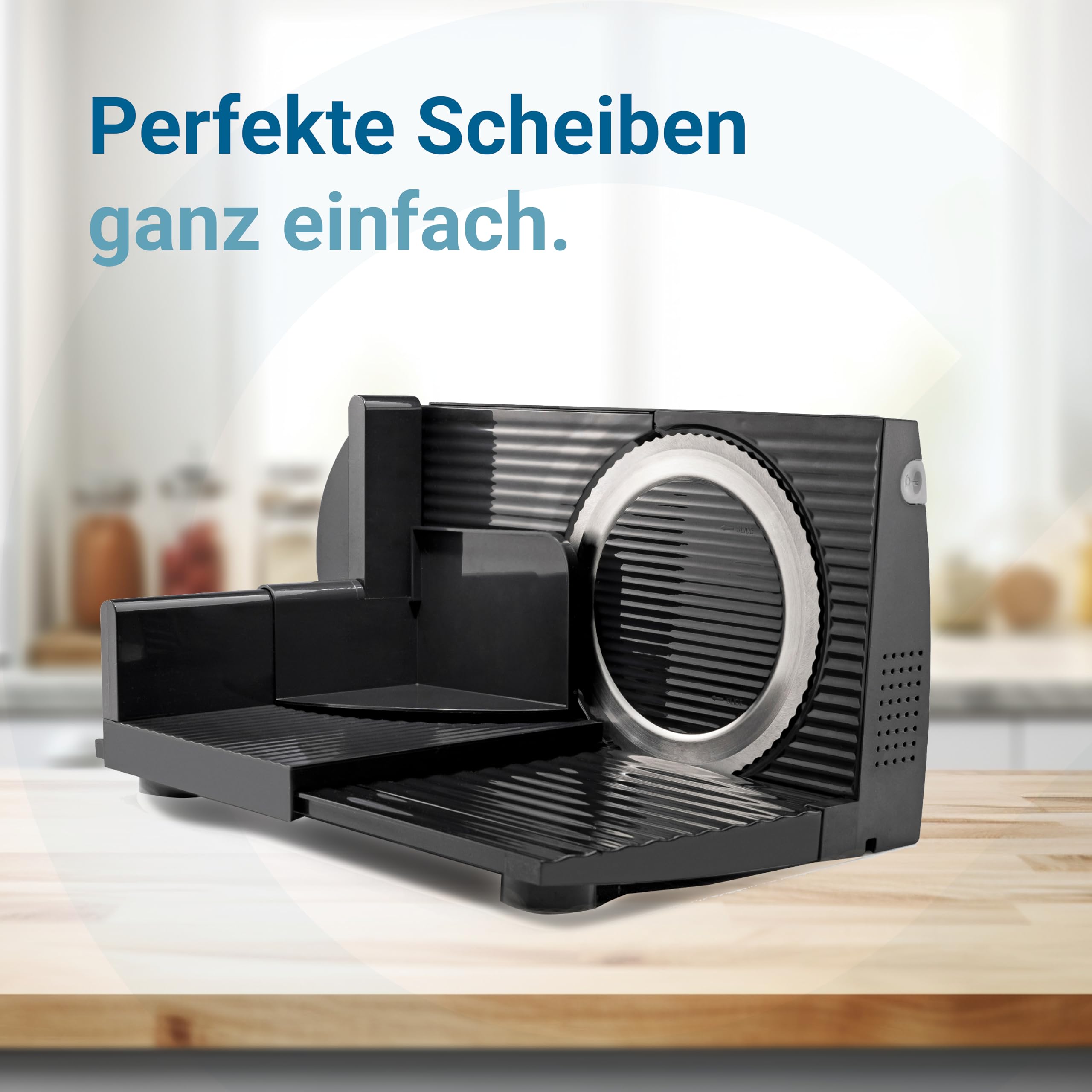 EUREL RS42 Allesschneider Elektrisch Schwarz – Brotschneidemaschine mit Edelstahlklinge Ø170 mm, Schnittstärke 0–17 mm, BPA-frei, EcoDrive 80W