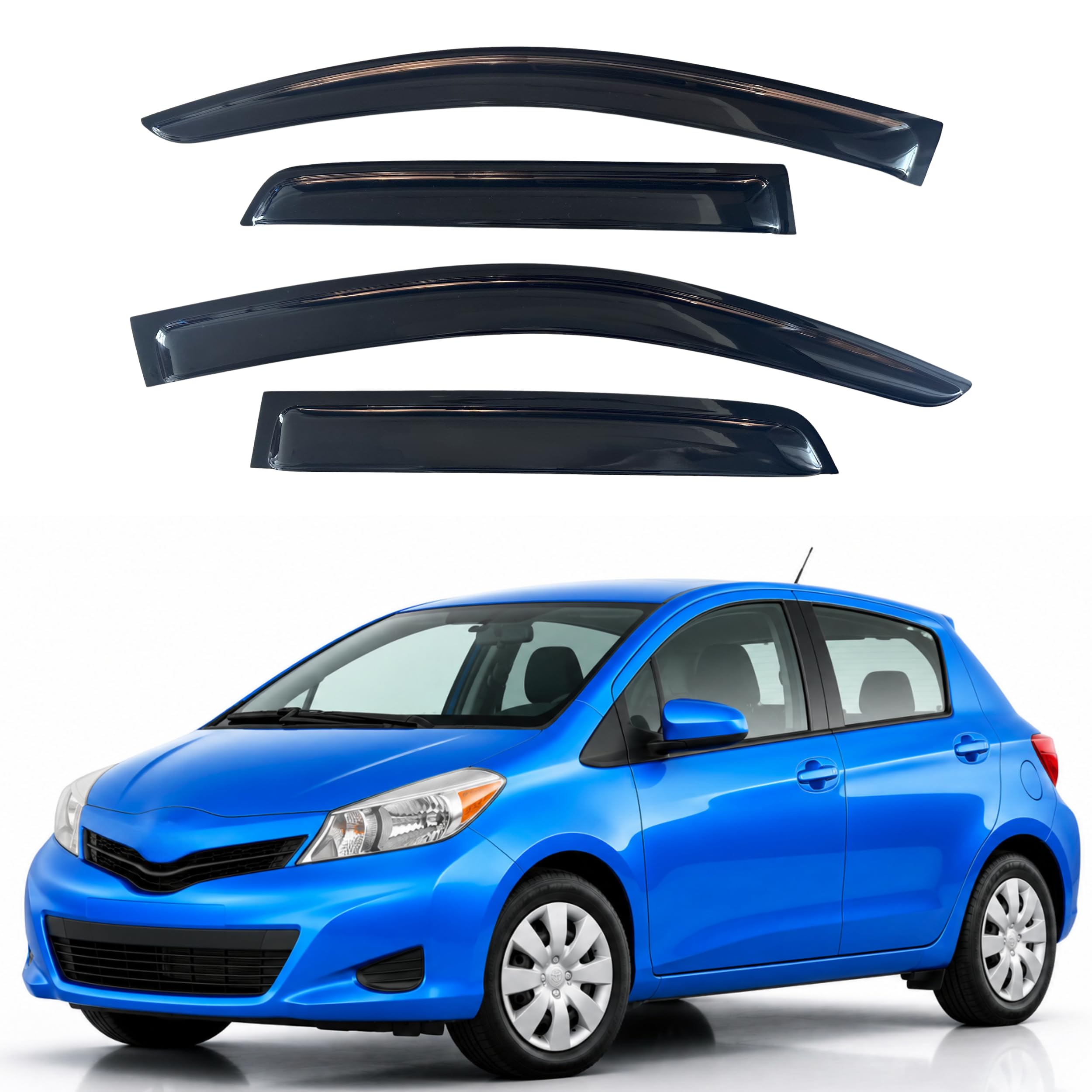 IG Window Visors Fit for 2012-2018 Toyota Yaris Hatchback, Out-Channel Rain Guards Vent Wind Deflectors 4PC, Car Accessories for 12-18 Yaris Hatchback (Excludes Sedan)