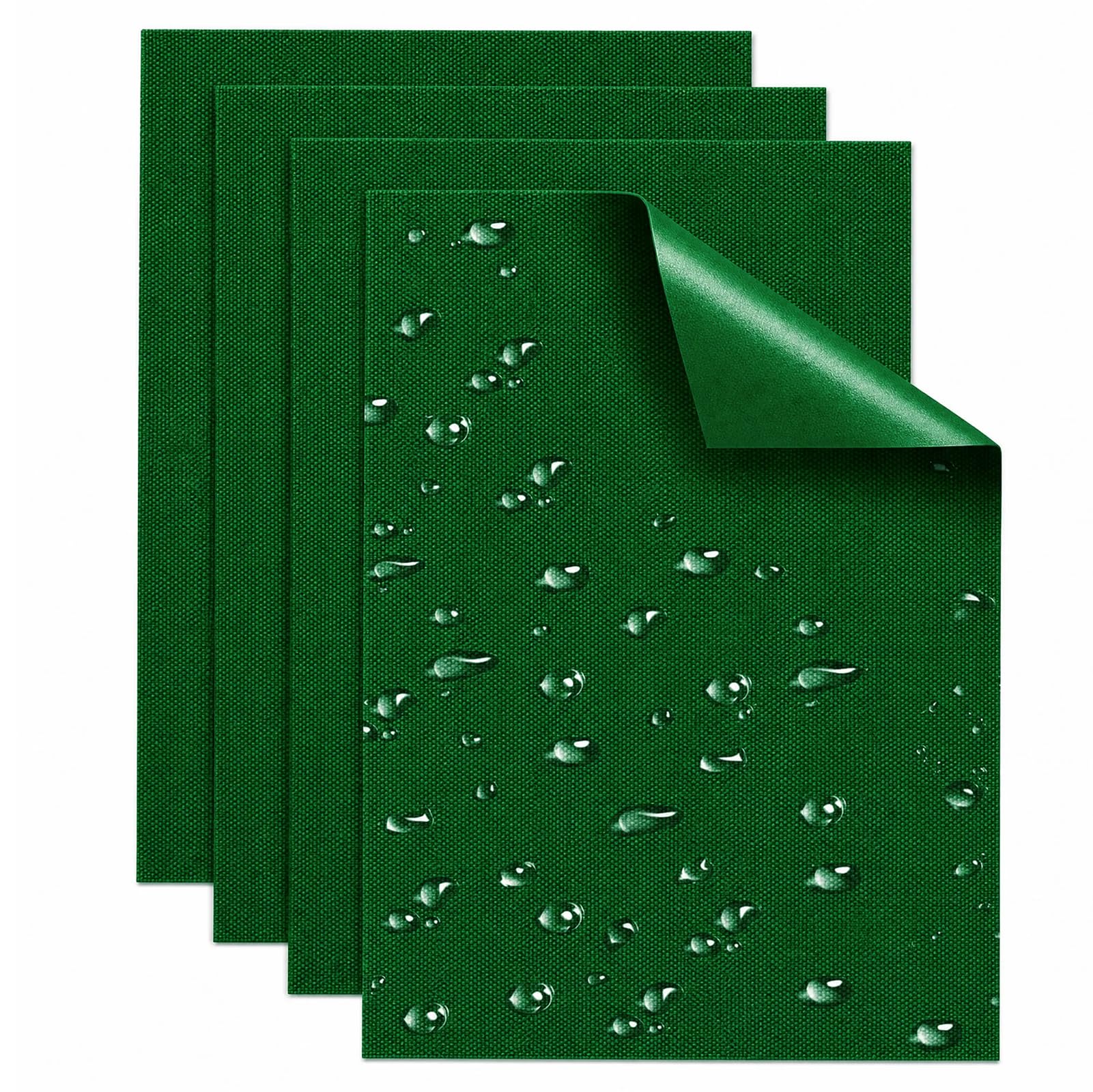 Skystuff Self-Adhesive Canvas Repair Tape, Heavy Duty Waterproof Fabric Repair Patches for Sofa, Chair, Awning, Tent, Clothes, Camping Outdoor Gear, Instant Strong Fix, 15x20cm, 4pcs Green