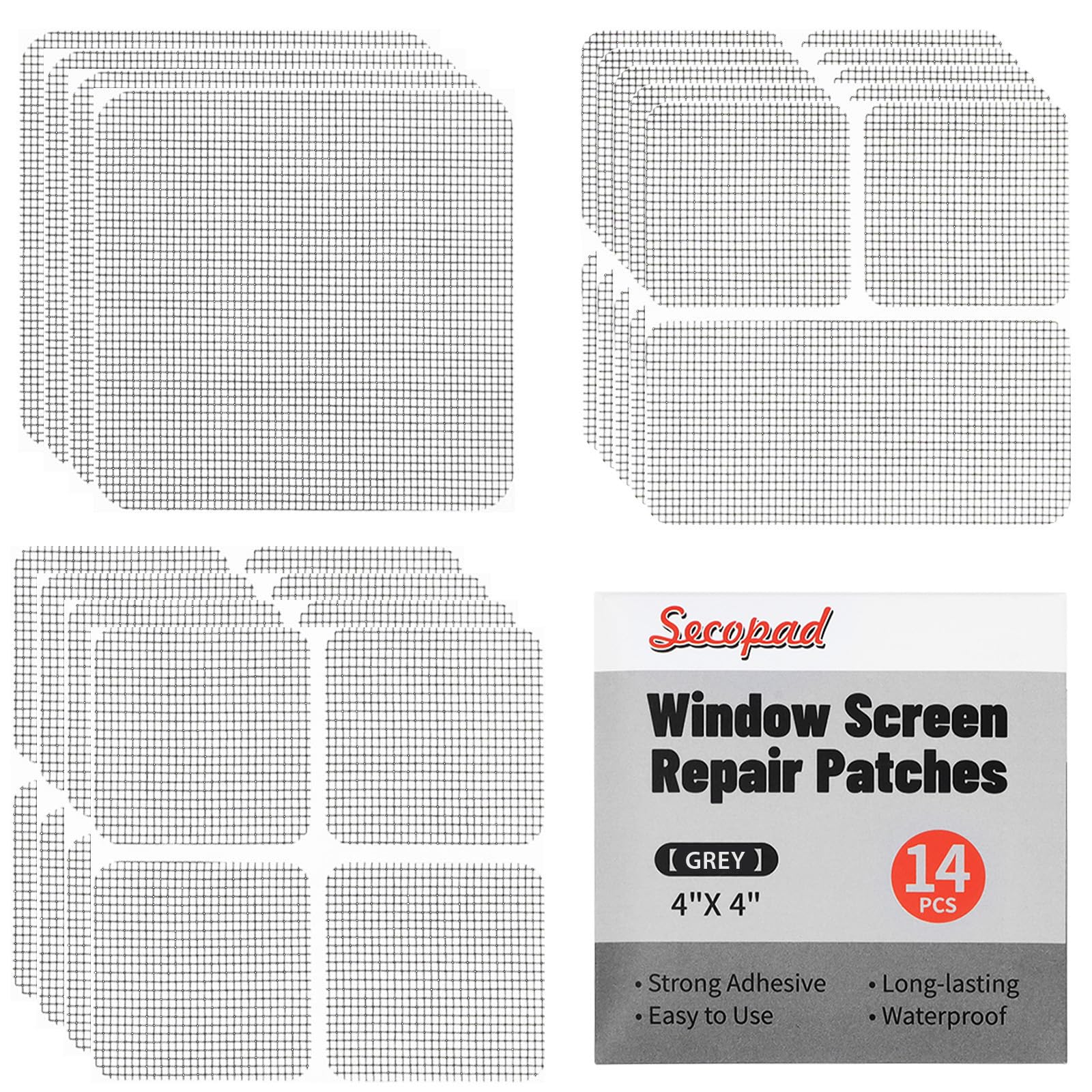 14 Blätter Fliegengitter Reparatur Klebeband, Stark Kleber Fliegengitter Reparatur Set, Insektennetz Reparaturset für Netzlochreparatur, Window Screen Net Mesh Repair Tape