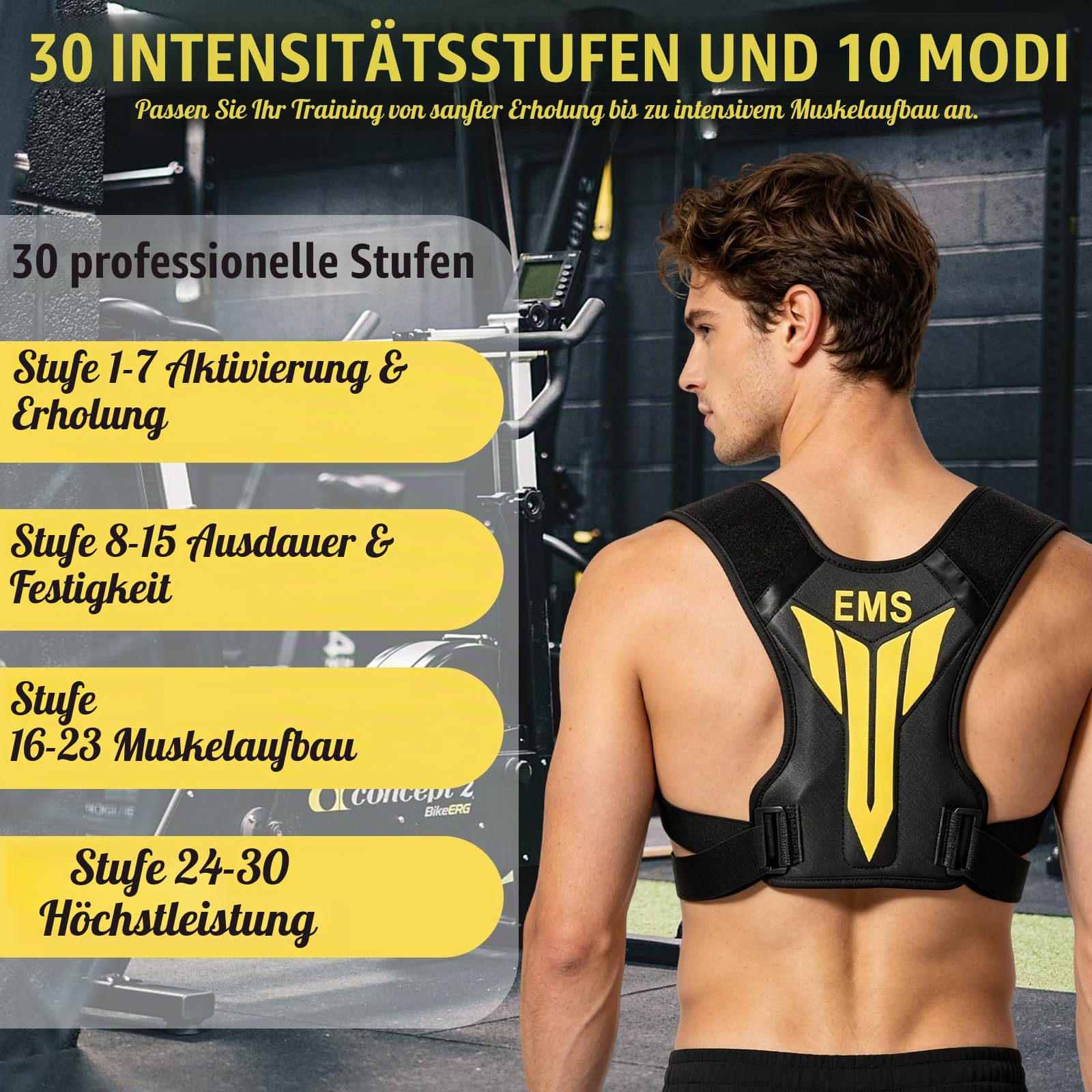 EMS Trainingsgerät für Nacken & Rücken, EMS Gerät für Rücken Muskelaufbau mit Fernbedienung,30 Intensitätsstufen & 10 Modi,EMS Nackenmuskeltrainer,Rückentrainer Nackentrainer für Männer und Frauen