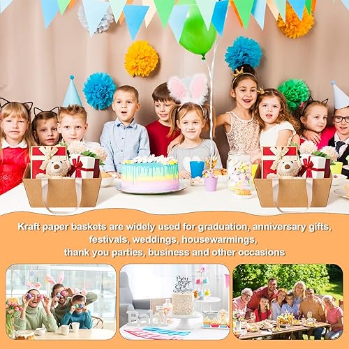 Miniatura 6 de Pinkunn Juego de 48 canastas vacías para regalos, para fiestas de bricolaje, con asas, bandejas de mercado para paquetes de regalo, envoltura, boda,