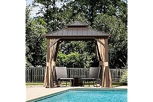 Domi 8x8 Aluminum Pergola Gazebo with Curtains
