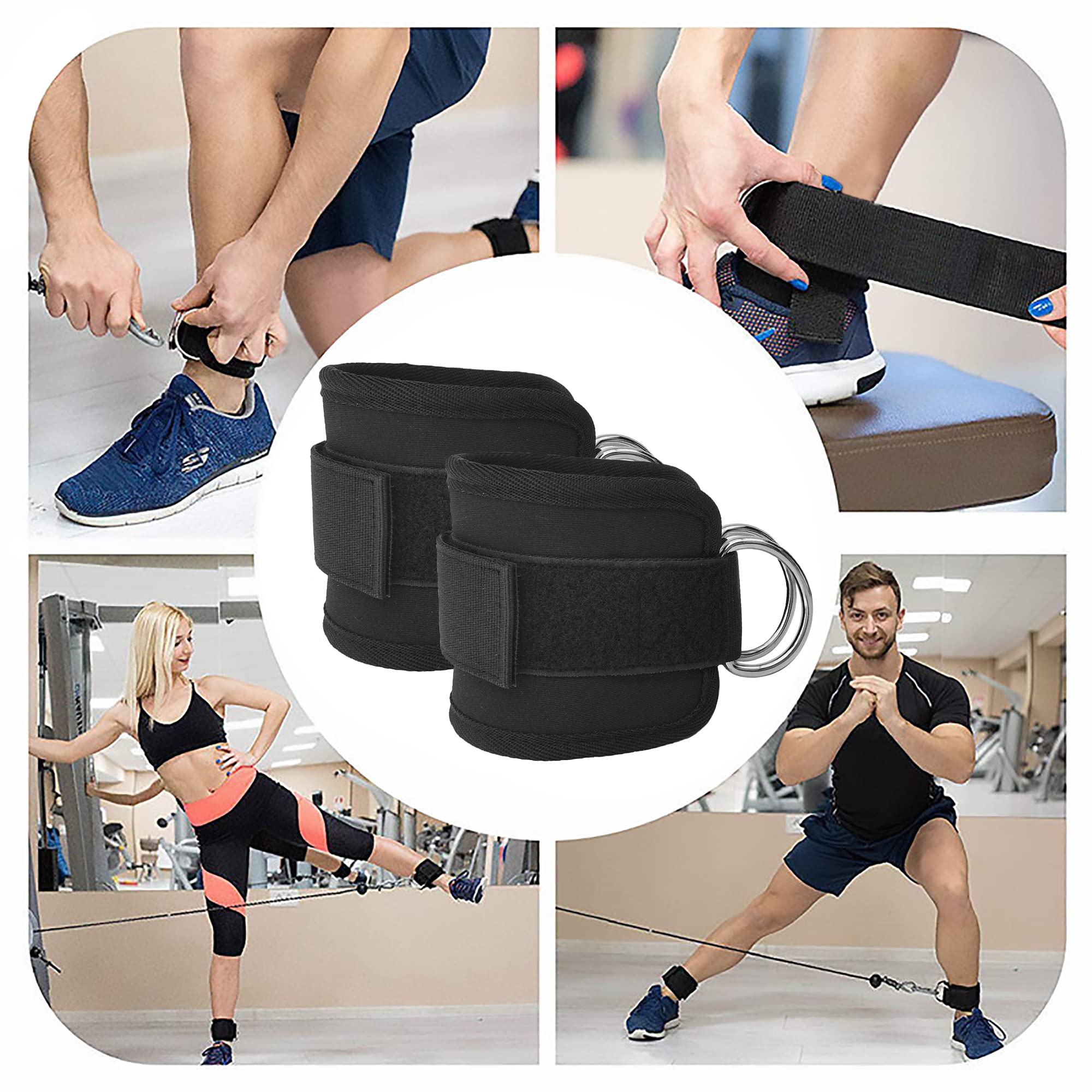 Pasy fitness na kostkę do maszyn kablowych, wygodne, regulowane, wyściełane mankiety na nadgarstki, trening pośladkowy dla mężczyzn i kobiet, paski na nogi D-ring z wyściółką neoprenową