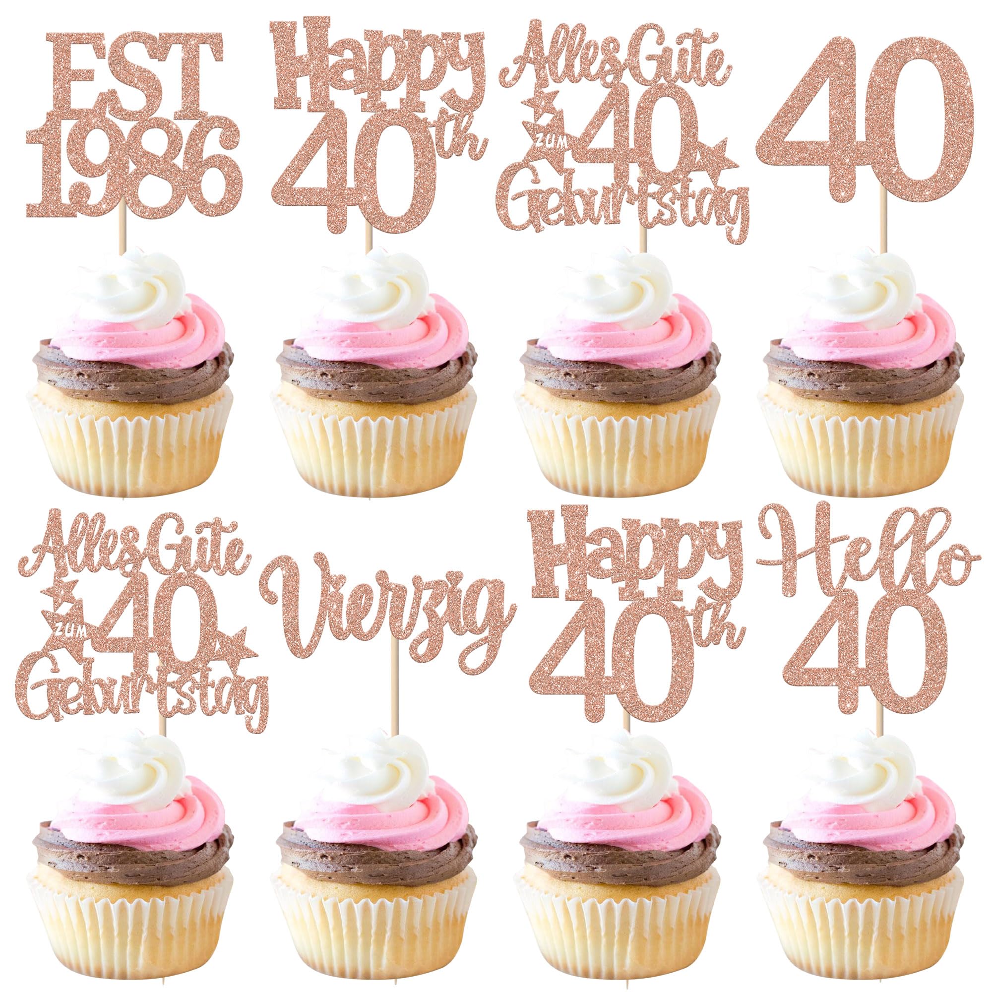 24 Stück 30th Geburtstag Tortendeko EST 1996 Cupcake Toppers