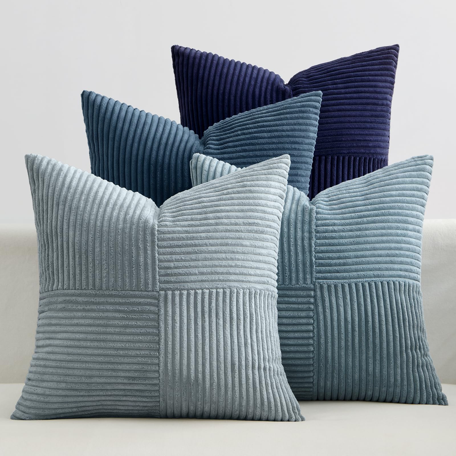 EMEMA Kissenbezug Kordsamt 4er Set Patchwork Kissenhülle Dekokissen Sofakissen Kord Dekorative Kissen