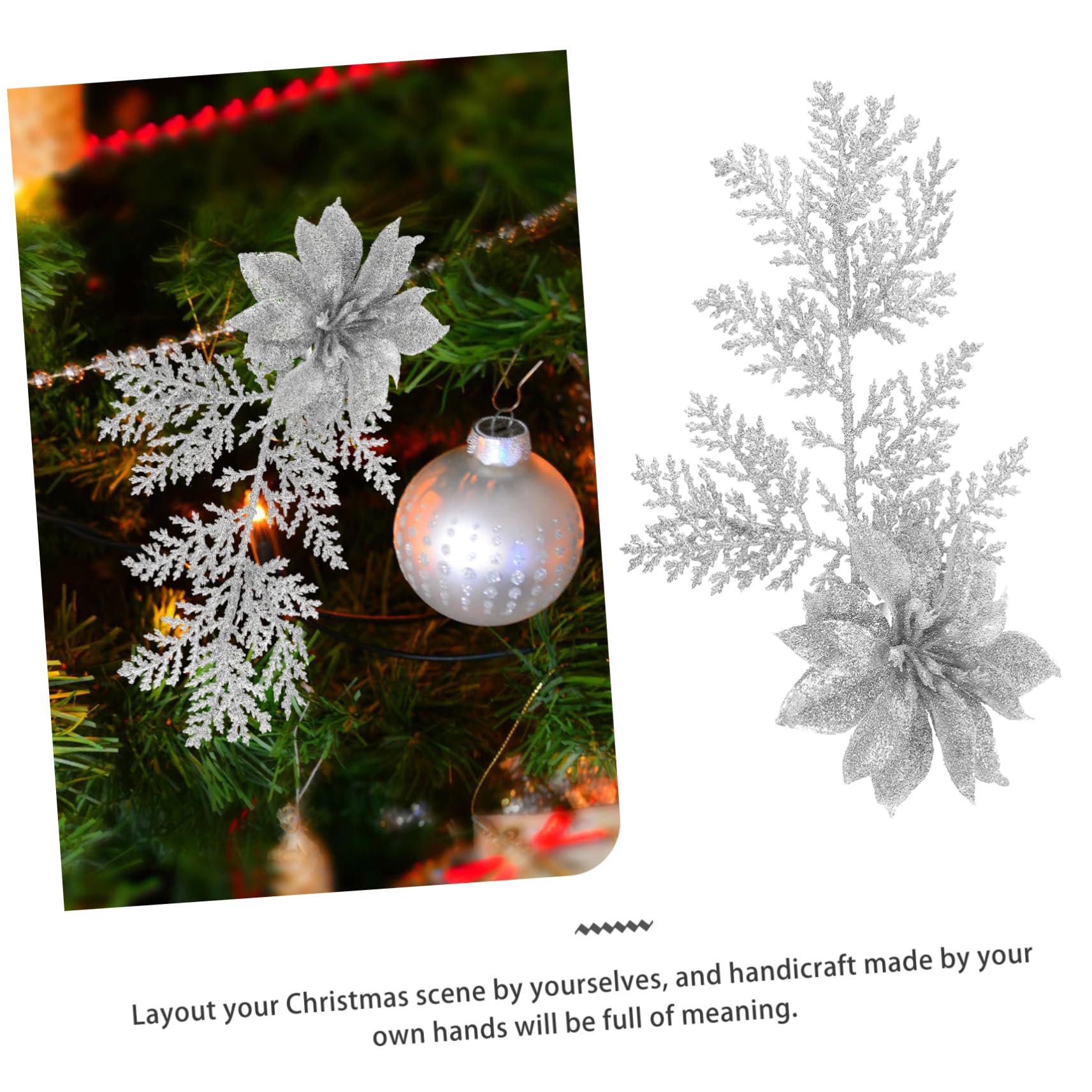 Cabilock 3 Set Di Rami Di Pino Di Natale Decorazione Floreale Artificiale Ghirlanda Glitterata Accessorio Per Albero Di Natale Ciondolo Per Arredamento Per La Casa 6 Pezzi*3
