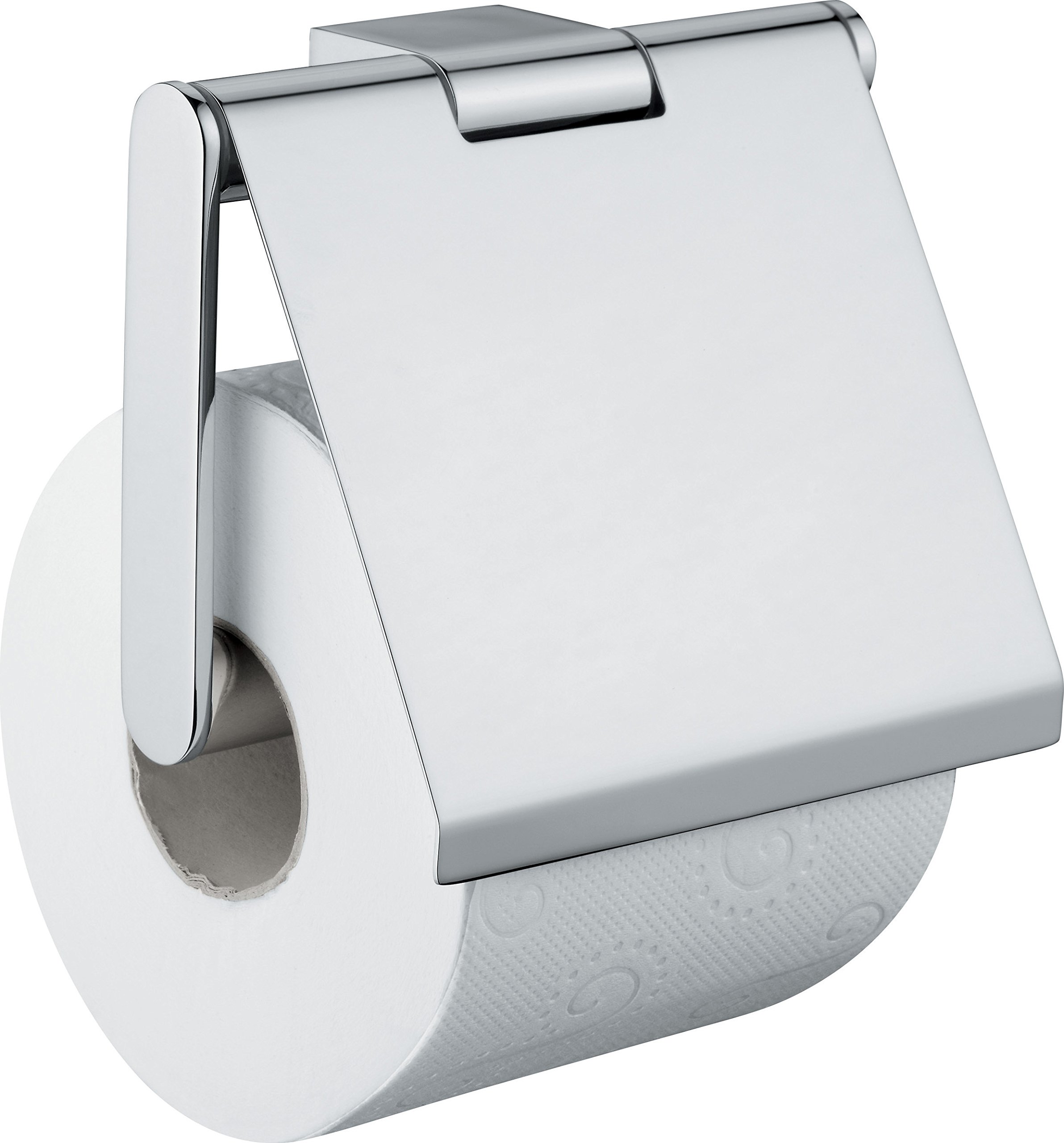 Gedy CANARIE Portarrollos papel higiénico baño con tapa, Cromo, Latón, 13,3 x 3,5 x 12
