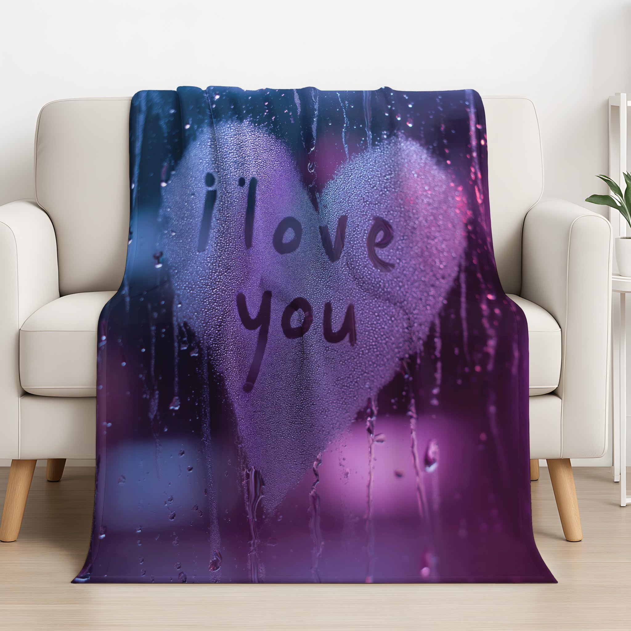 Generico Viola Coperta Peluche Soffice 200 x 240 - Mirtilli Coperta il letto - Morbida Neon Nebbia Amore Caldo da Divano Accogliente Fluffy Alta Qualità