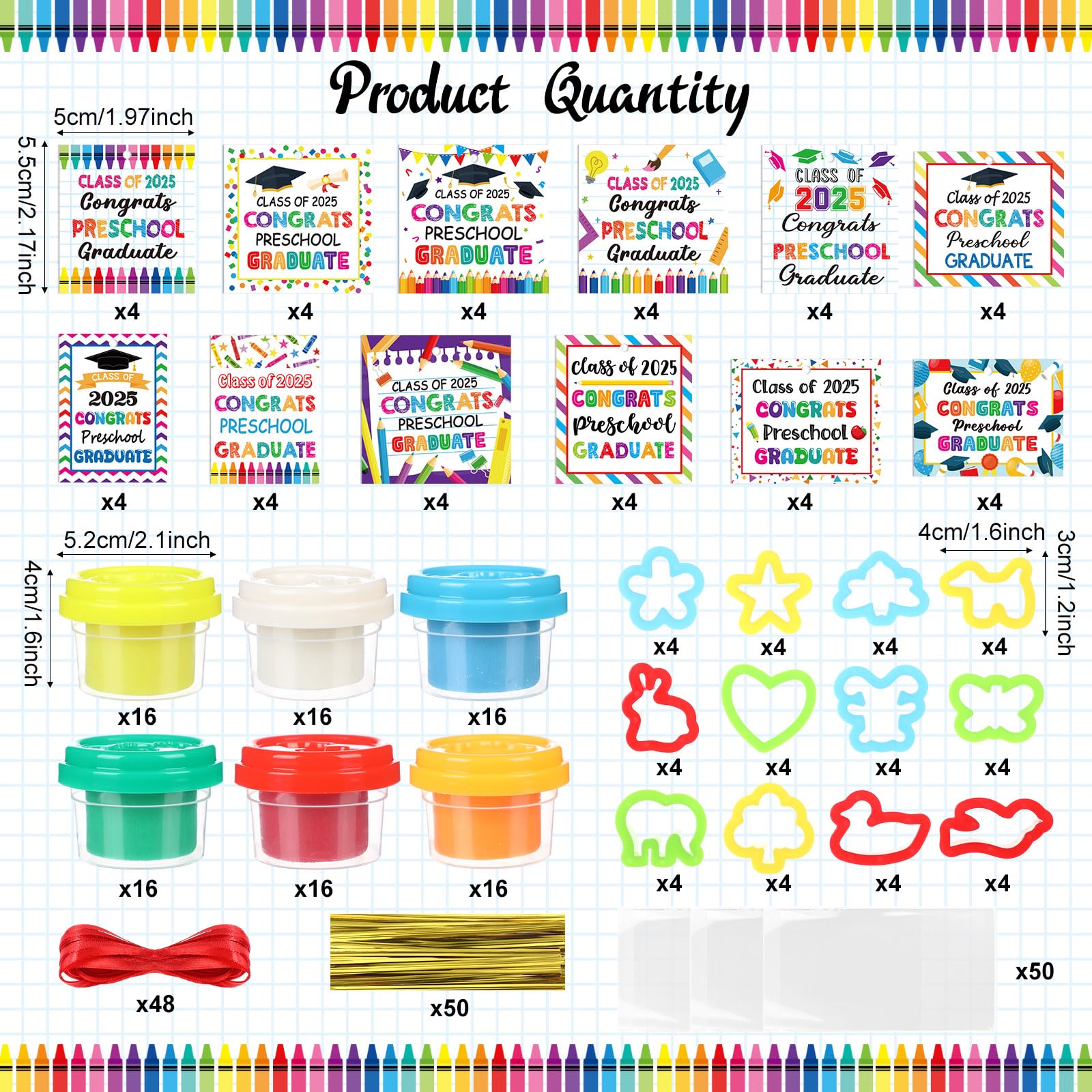 Snapklik.com : 340 Pcs 48 Set Preschool Graduation Party Favors Bulk ...