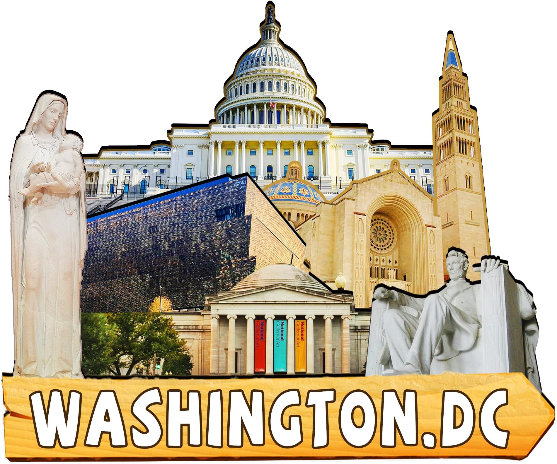 USA Washington.DC Wooden Magnet 3D Fridge Magnets Travel Collectible Souvenirs Decorations Handmade Crafts -4