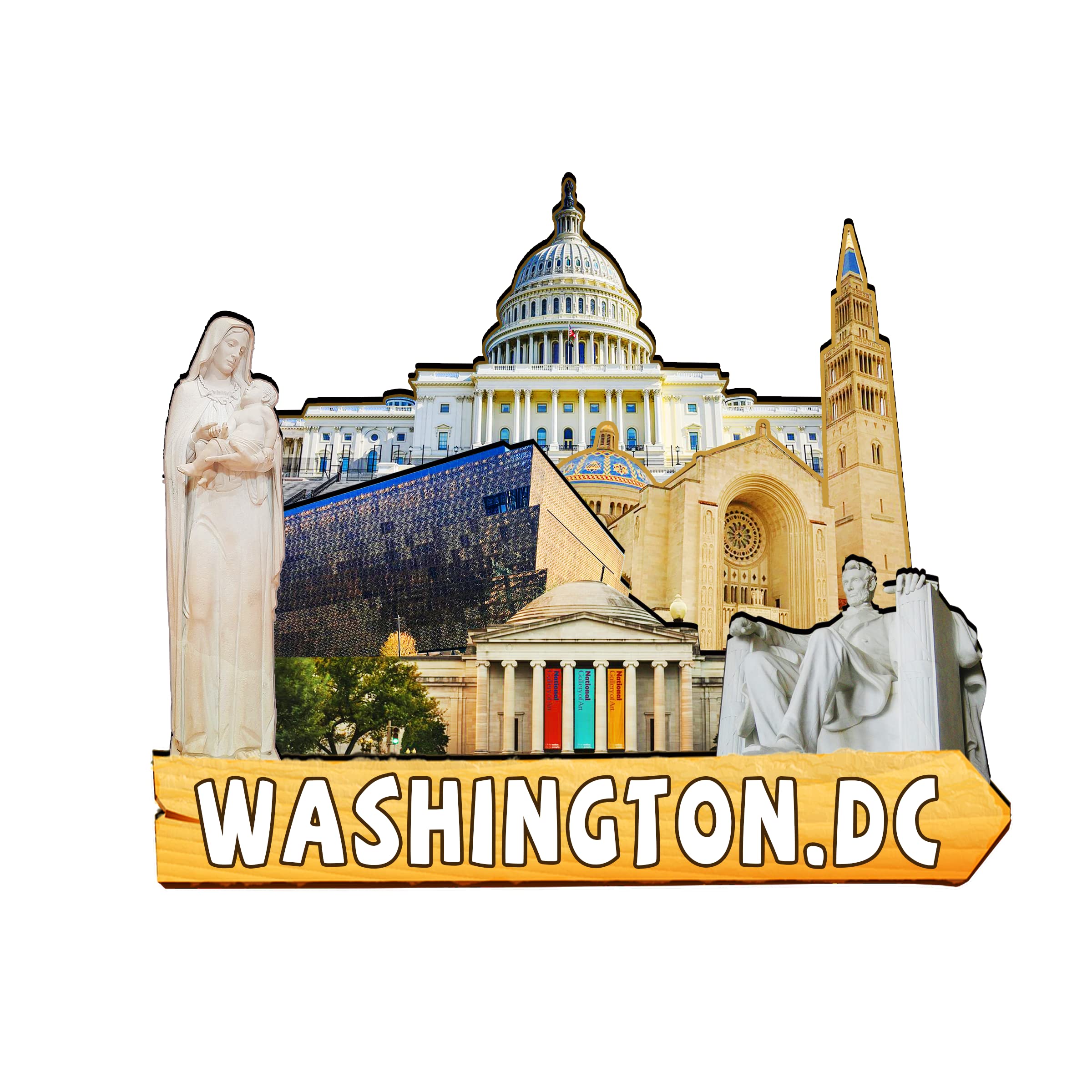 USA Washington.DC Wooden Magnet 3D Fridge Magnets Travel Collectible Souvenirs Decorations Handmade Crafts -4