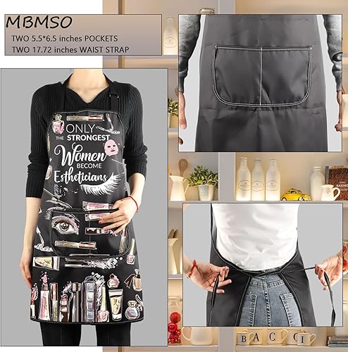 Miniatura 3 de MBMSO Delantal de esteticista con bolsillos, regalos para cosmetólogos, delantal de maquillaje, esteticistas, regalos de apreciación, regalo de